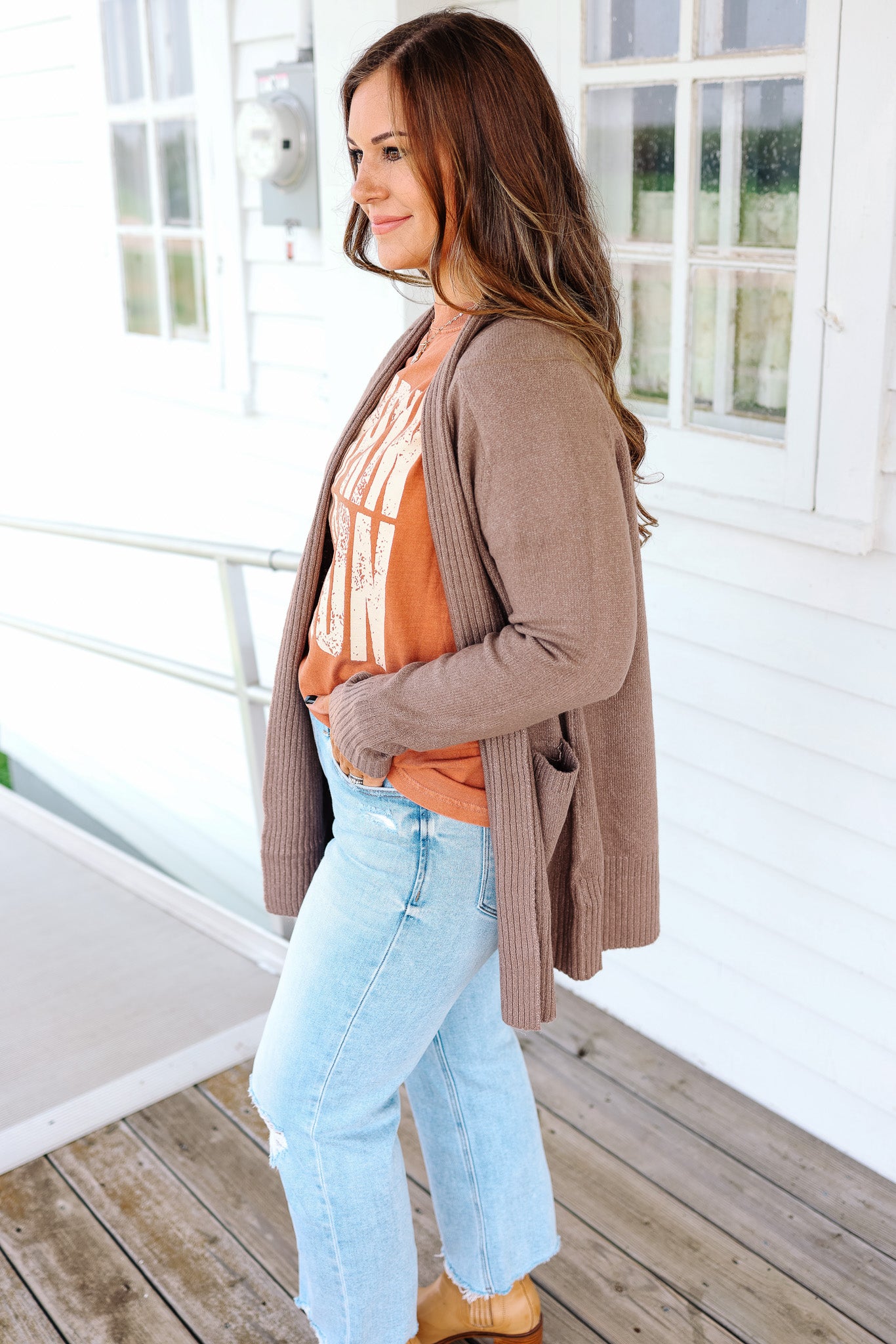 Rowen Wide Ribbed Cardigan - Cappuccino