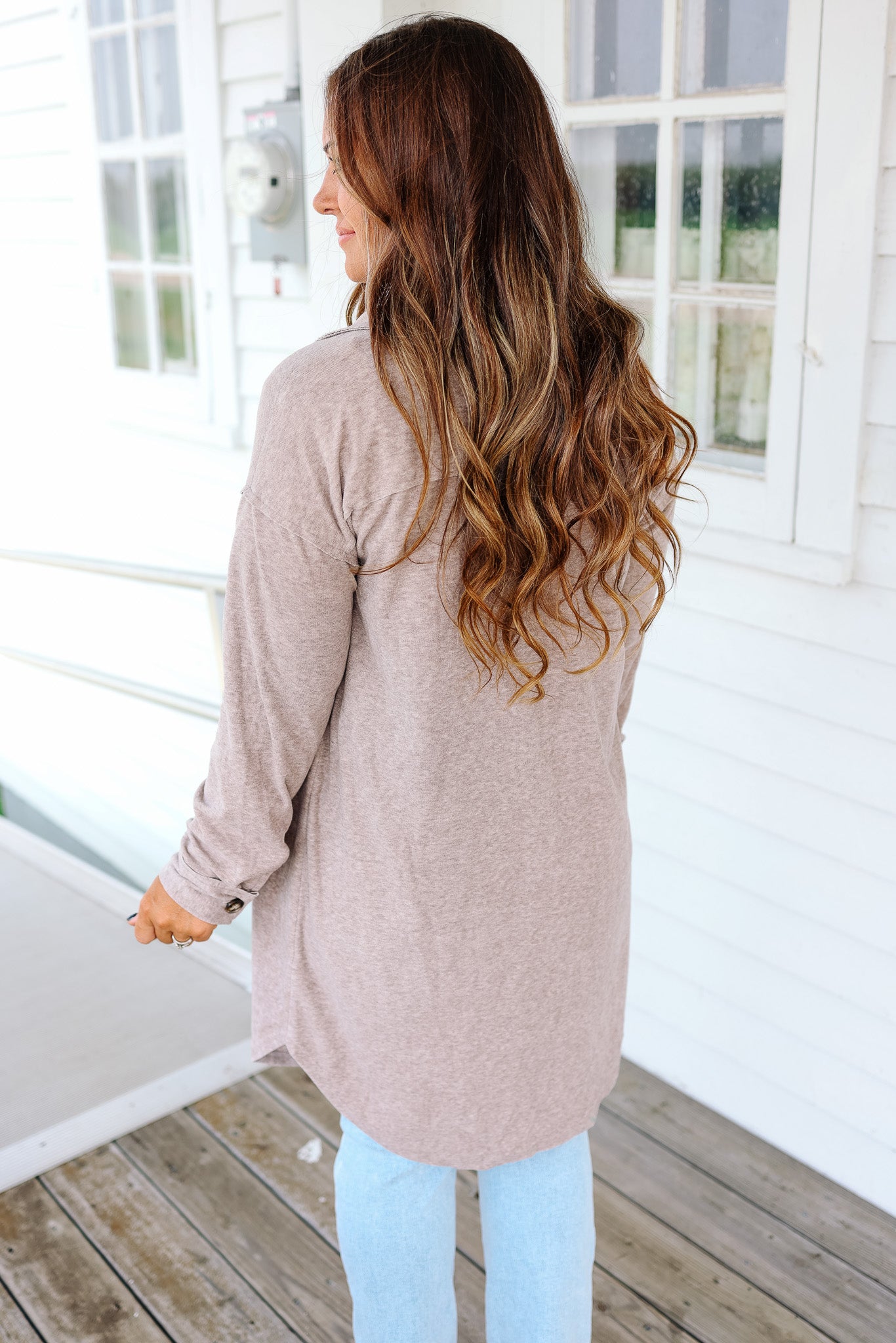 Rita Brushed Long Line Shacket - Mocha