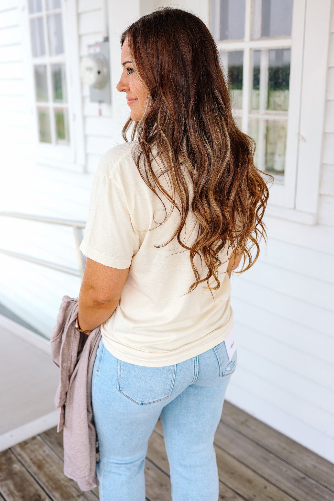 Brushstroke Floral Fall Graphic Tee - Ivory