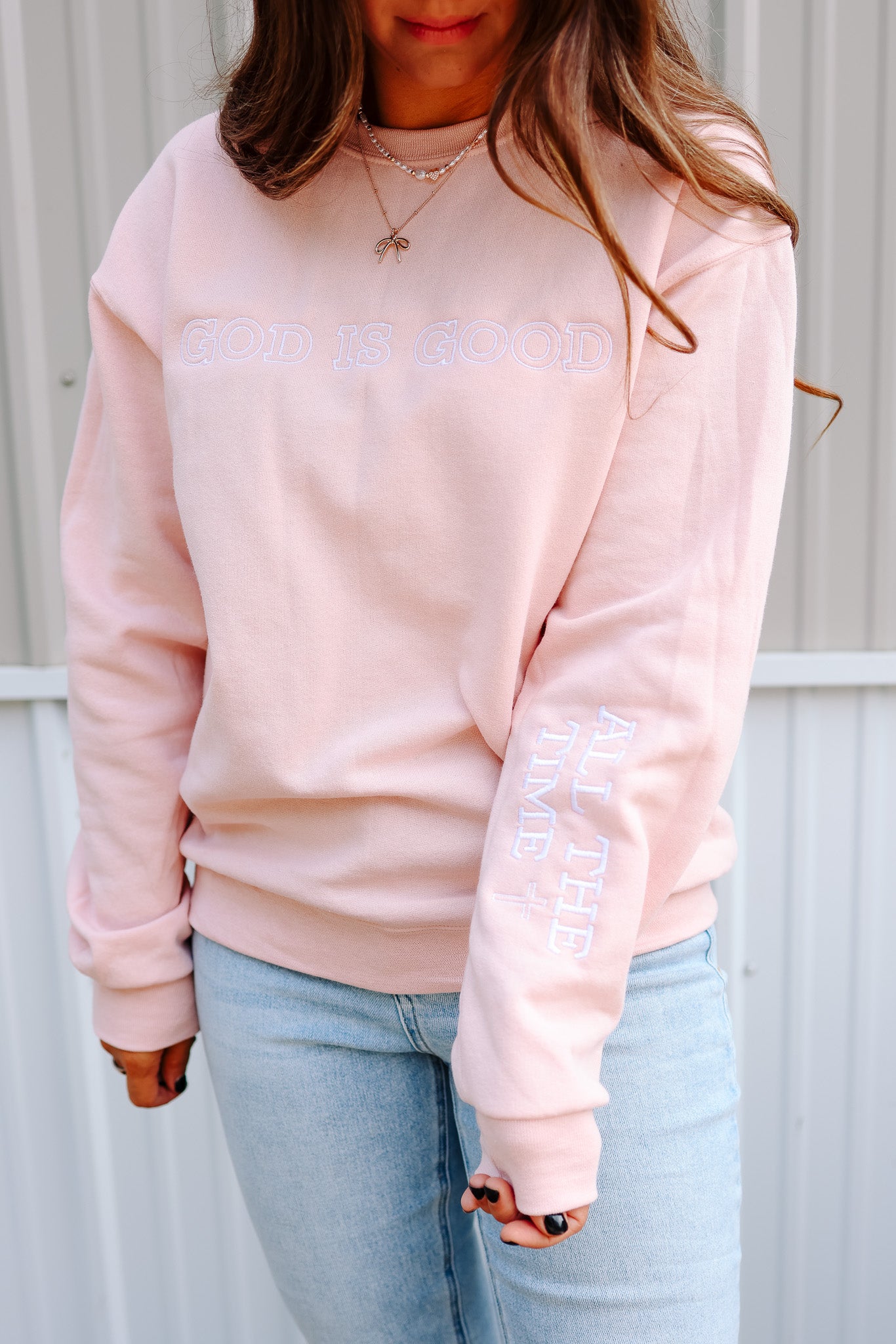 God Is Good Embroidered Crewneck Sweatshirt - Multiple Colors