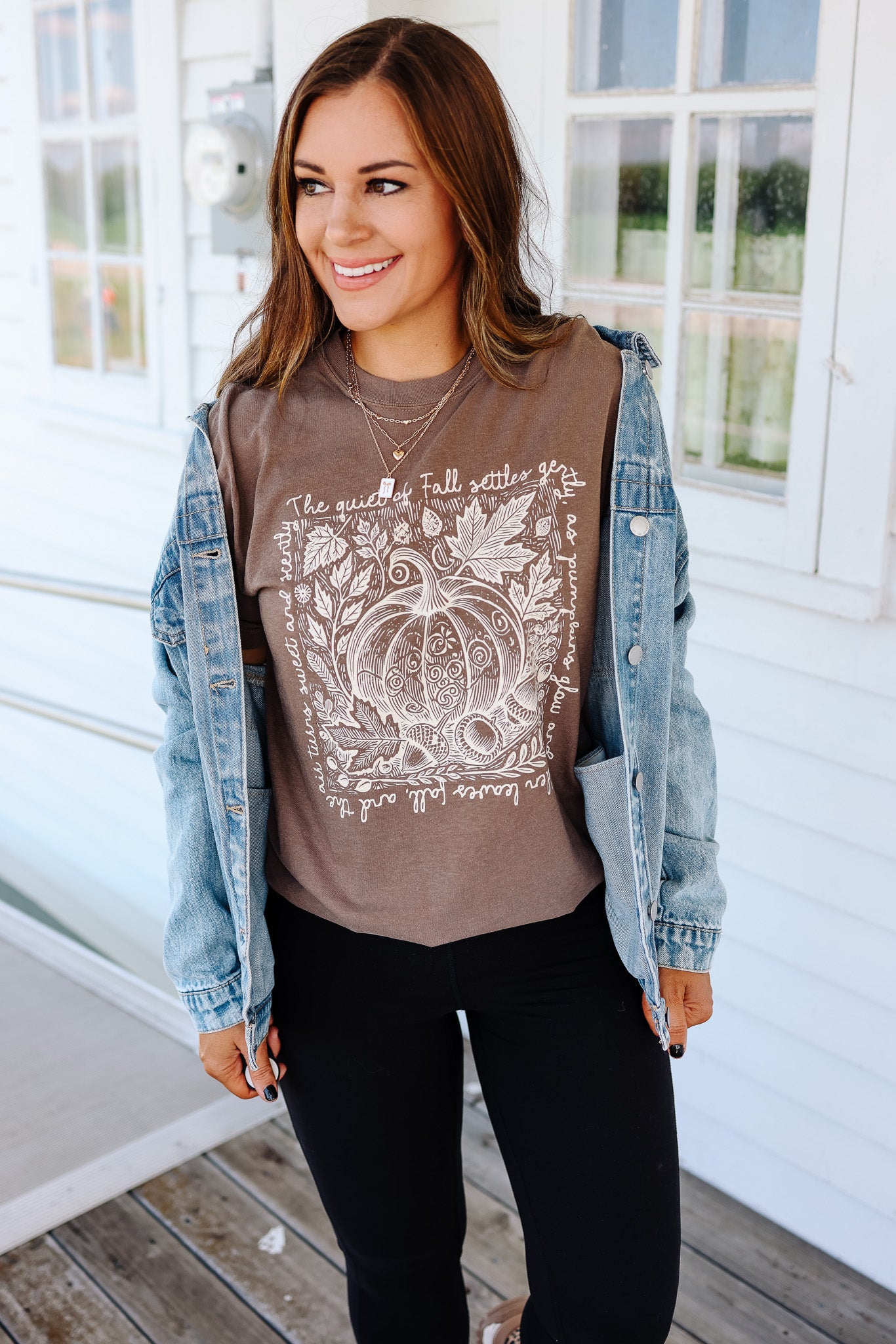 The Quiet of Fall Graphic Tee - Espresso