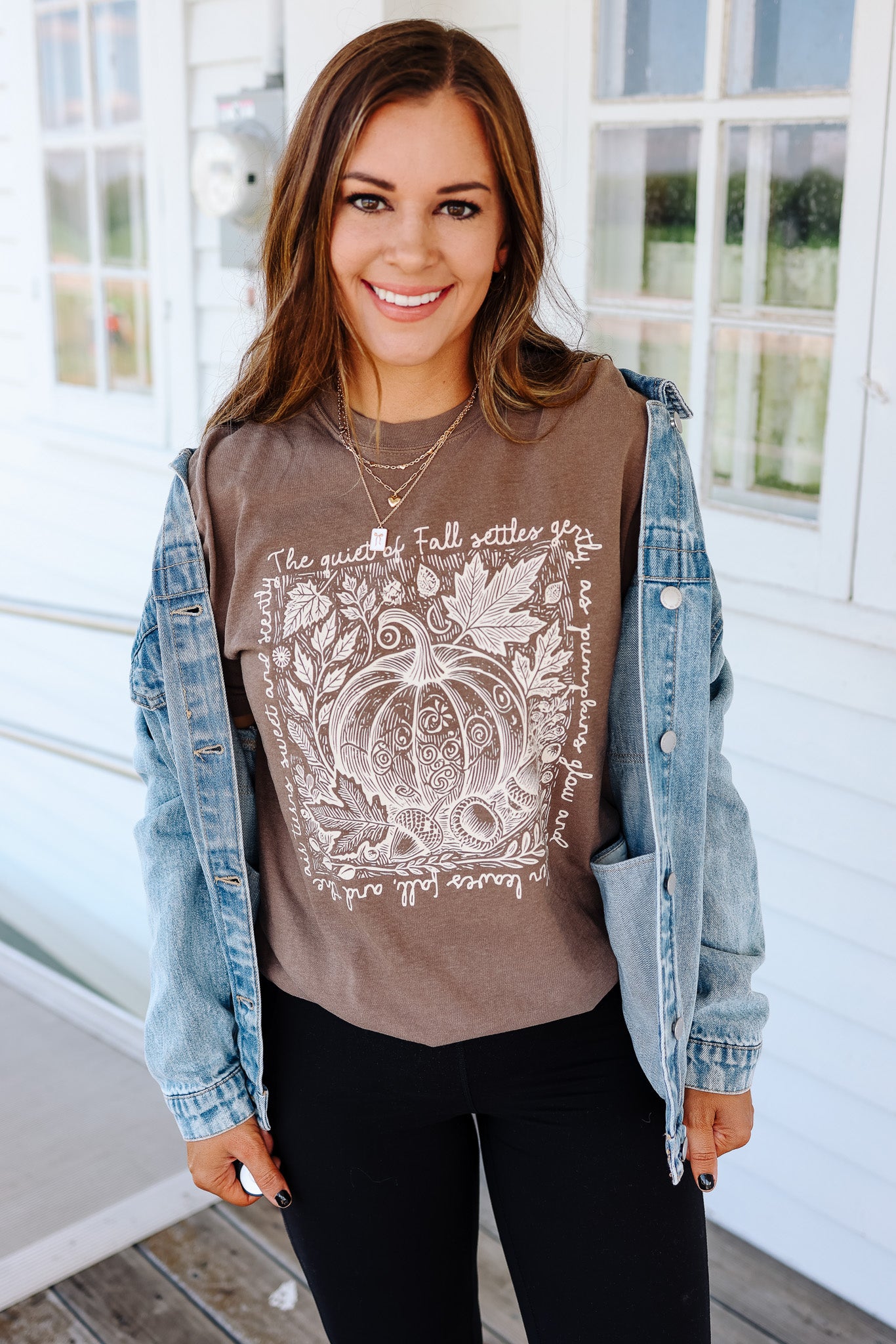 The Quiet of Fall Graphic Tee - Espresso