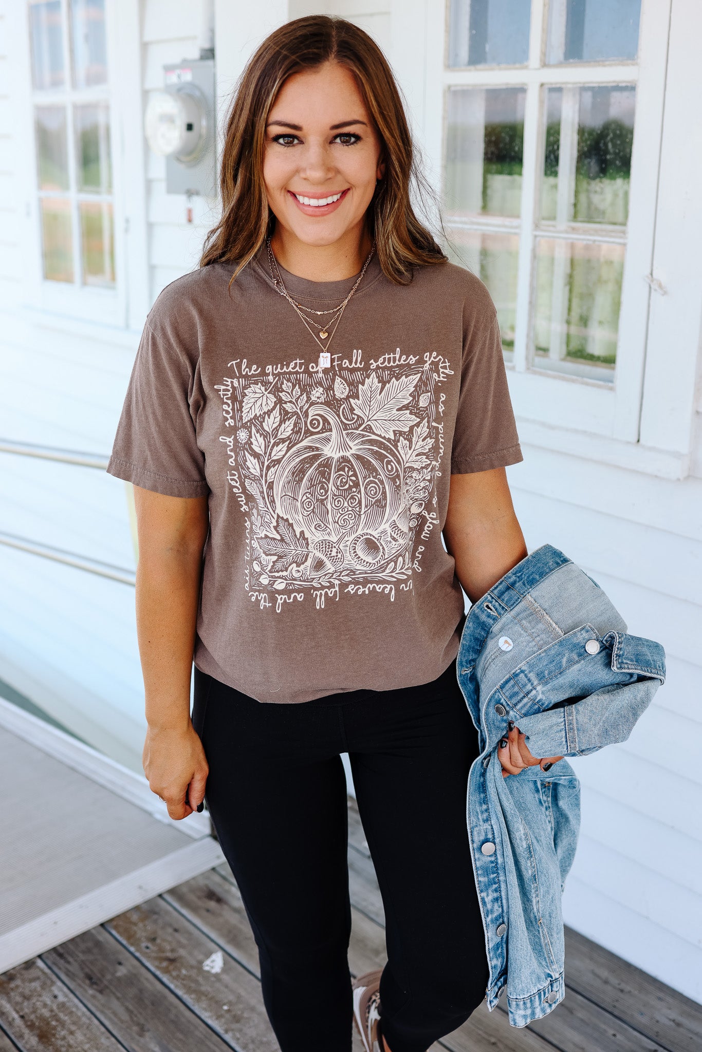 The Quiet of Fall Graphic Tee - Espresso