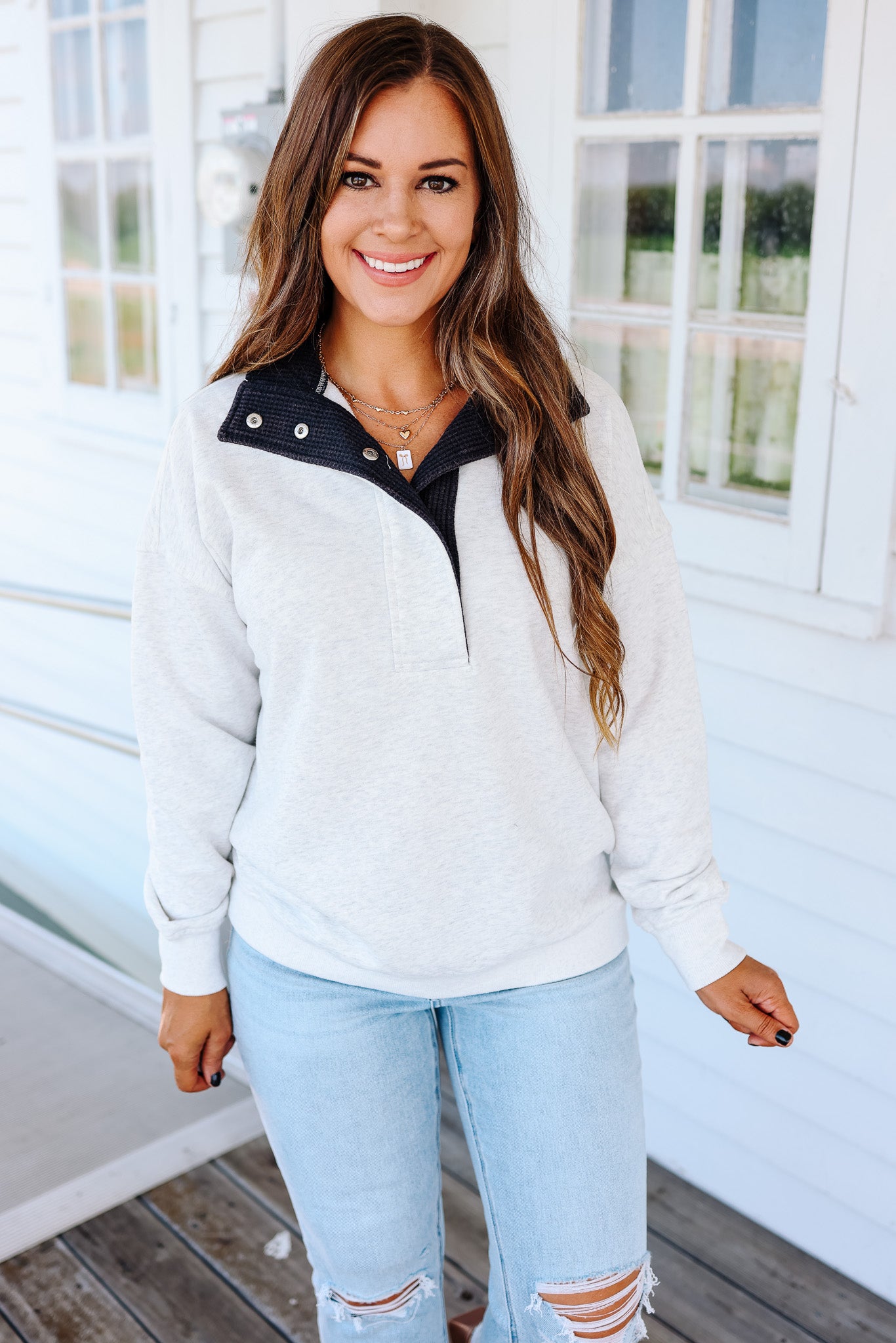 Gia Snow Wash Sweatshirt - Heather Grey