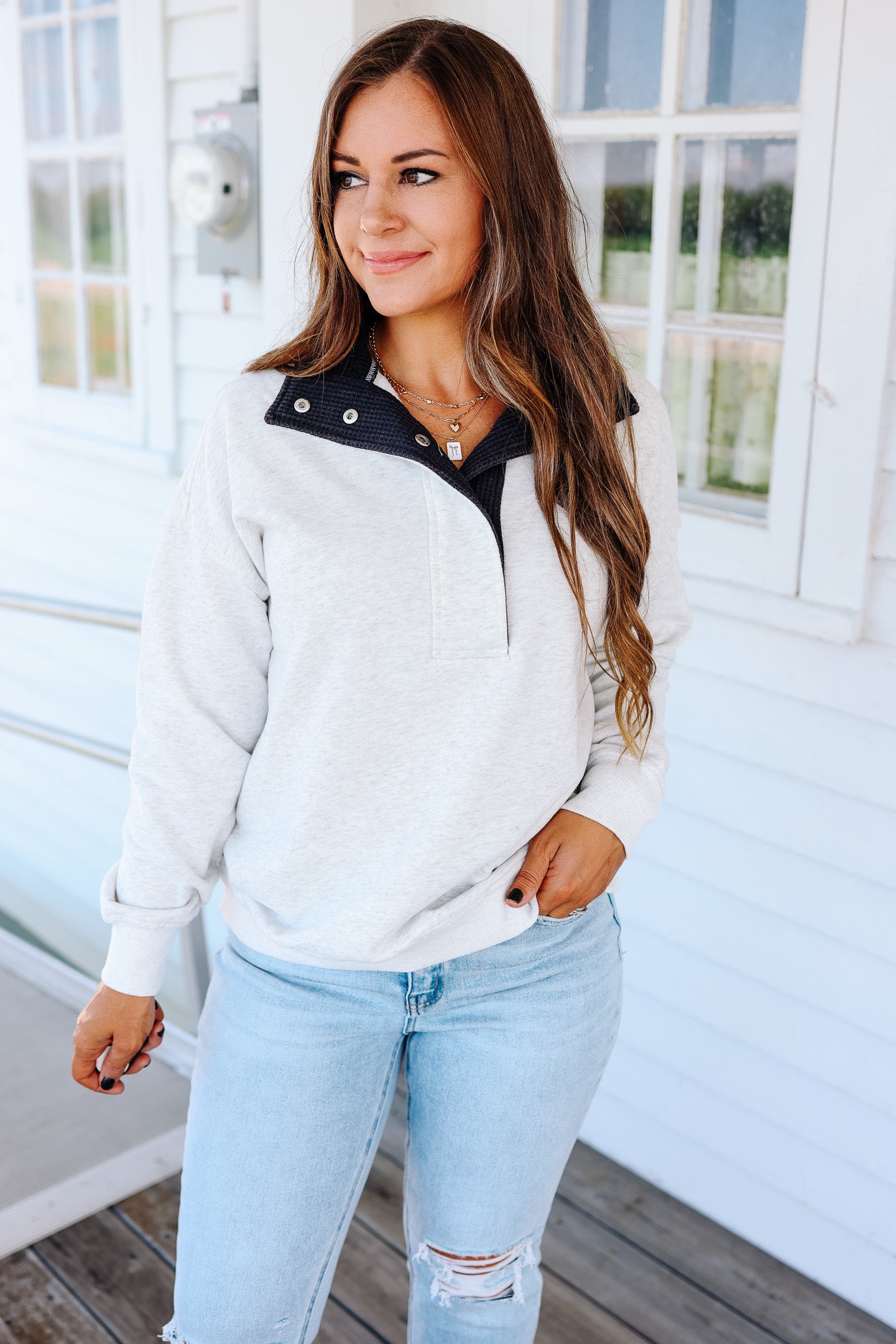 Gia Snow Wash Sweatshirt - Heather Grey