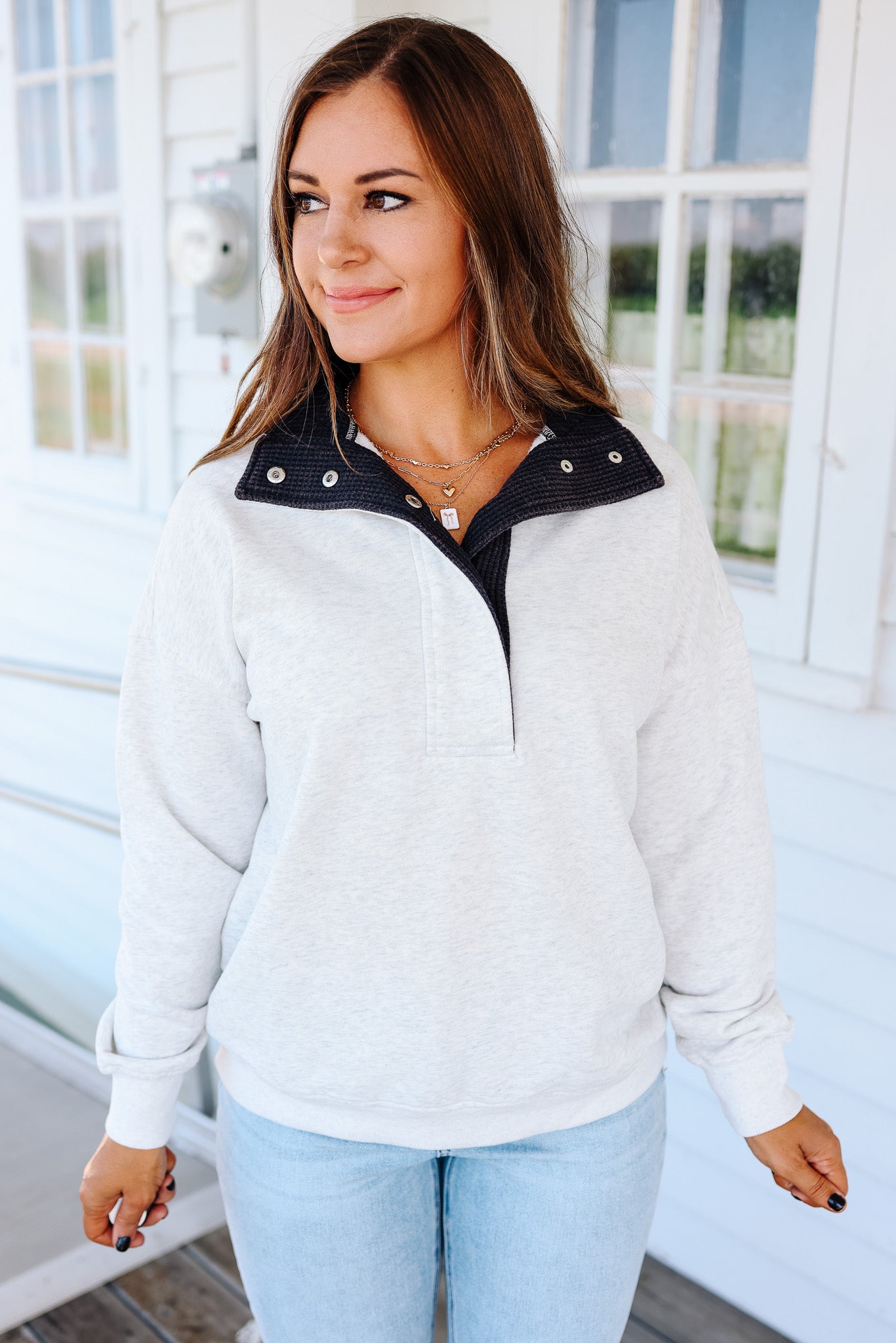 Gia Snow Wash Sweatshirt - Heather Grey