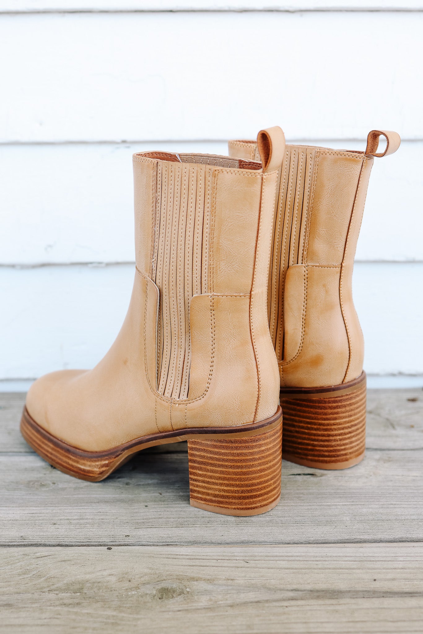 Tricia Platform Mid-Calf Booties - Tan