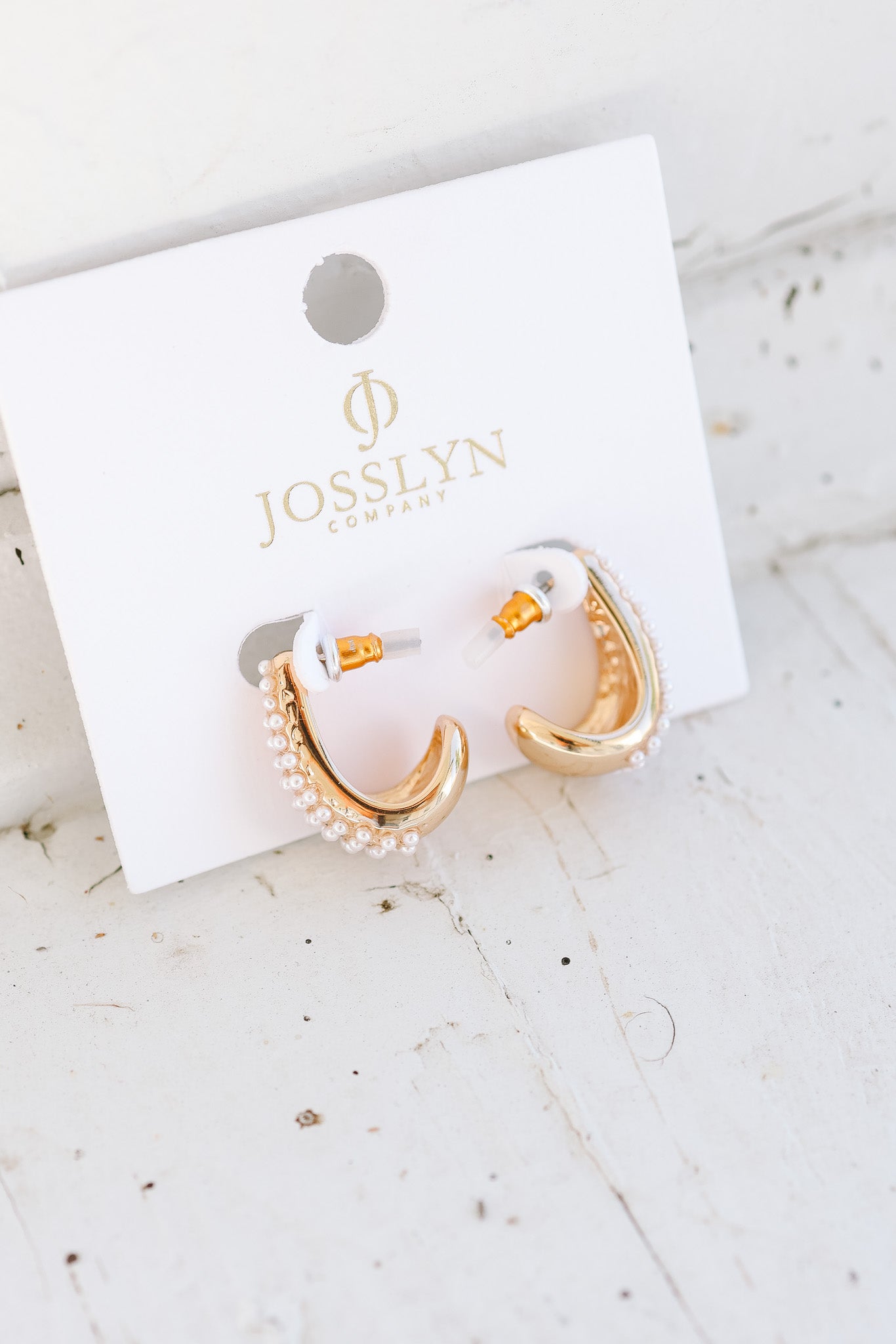 Pearl Studded Huggie Hoop Oval Earrings