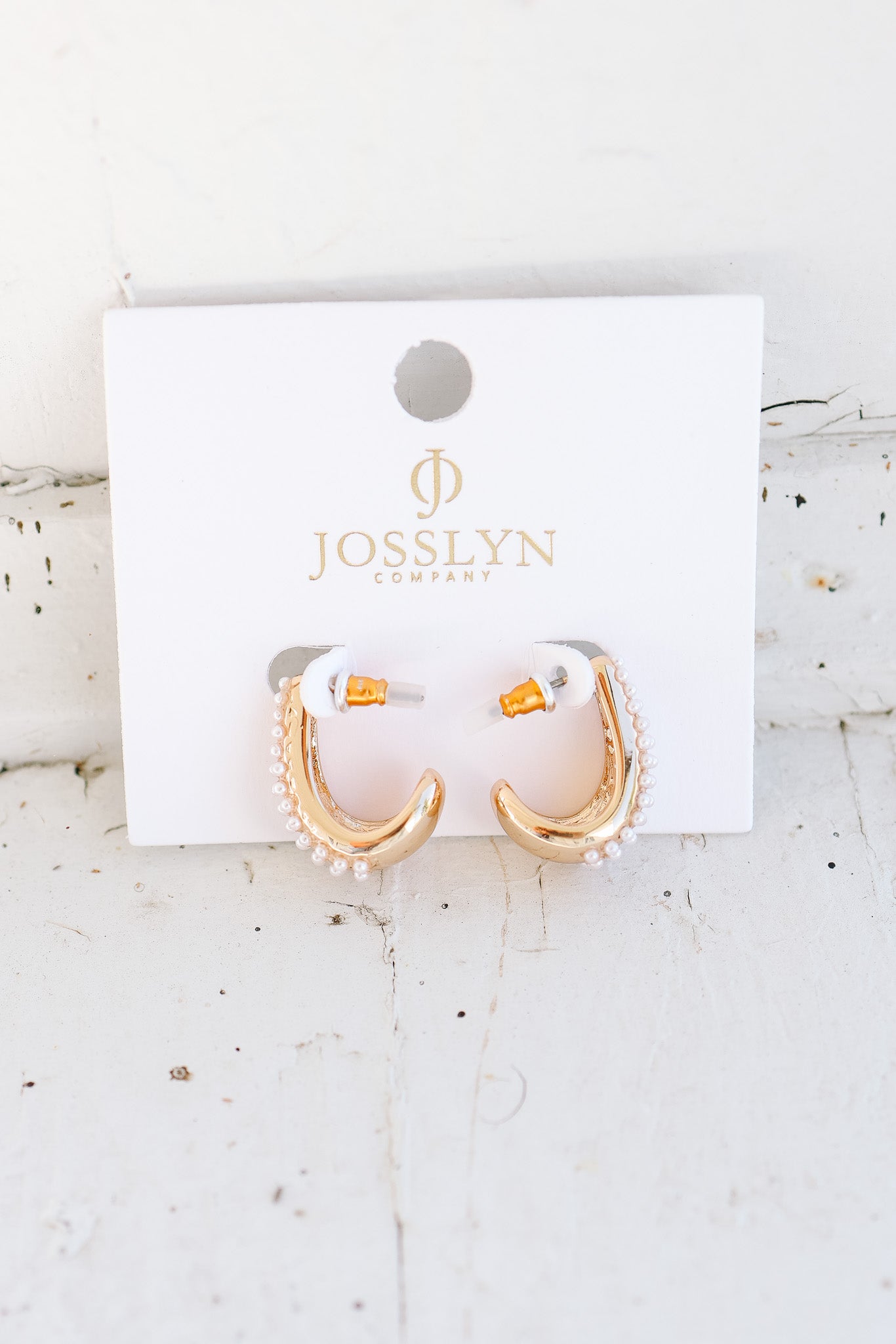 Pearl Studded Huggie Hoop Oval Earrings