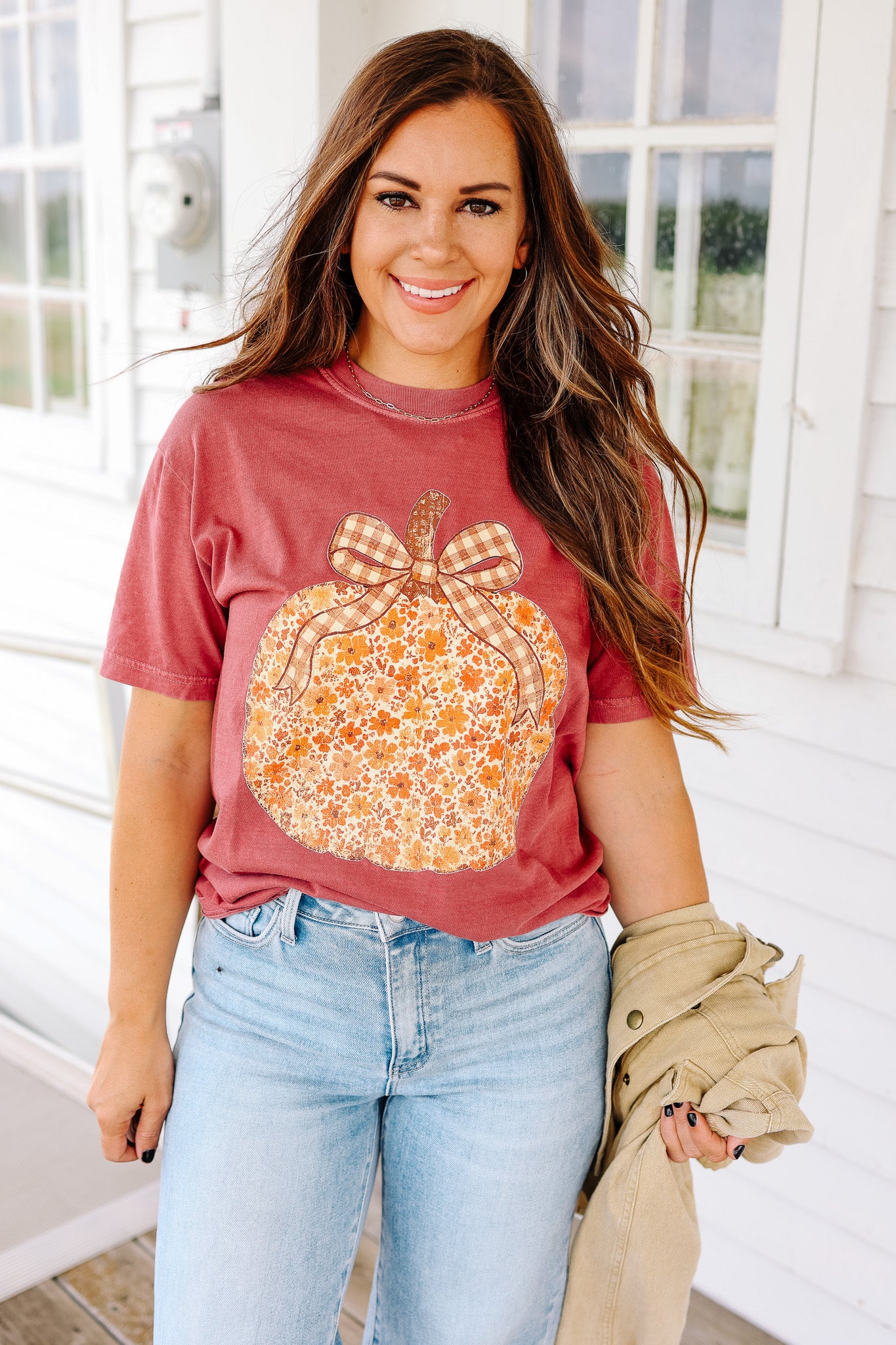Pumpkin Patch Cutie Graphic Tee - Brick