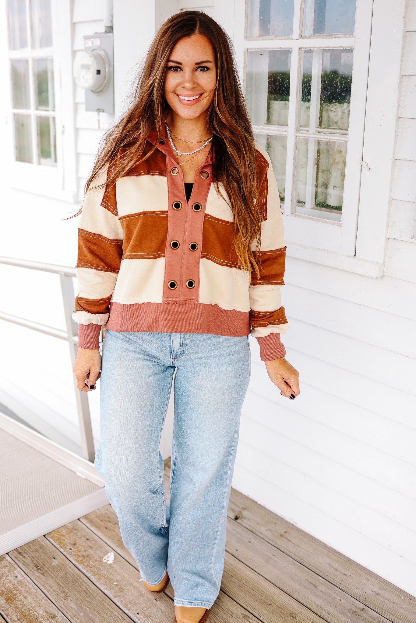 Emery Cropped Pullover - Tabacco/Mauve