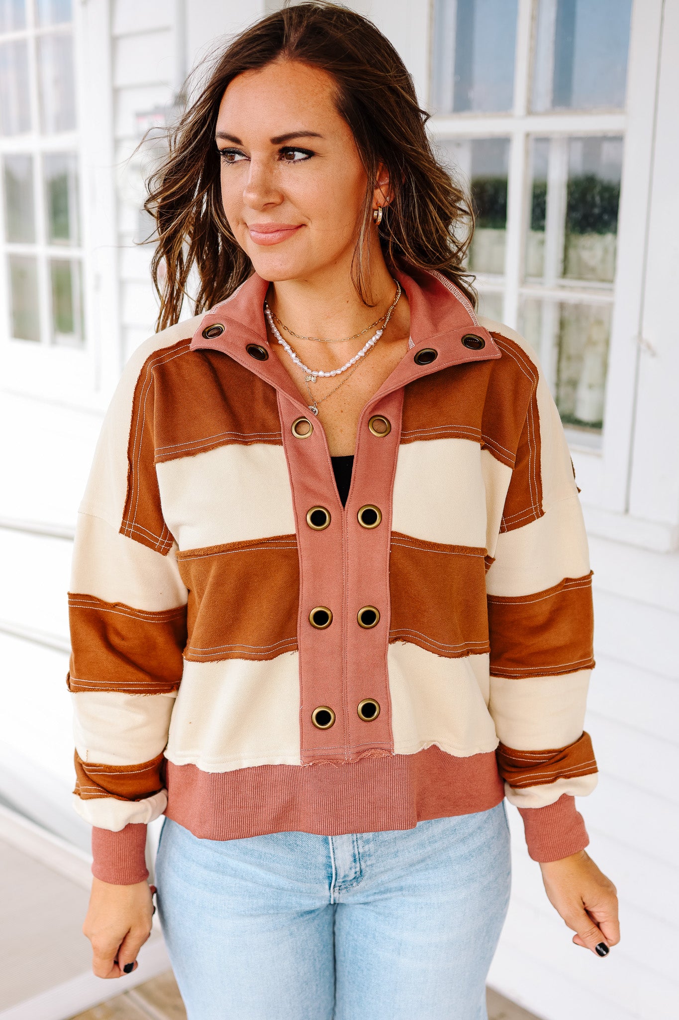 Emery Cropped Pullover - Tabacco/Mauve