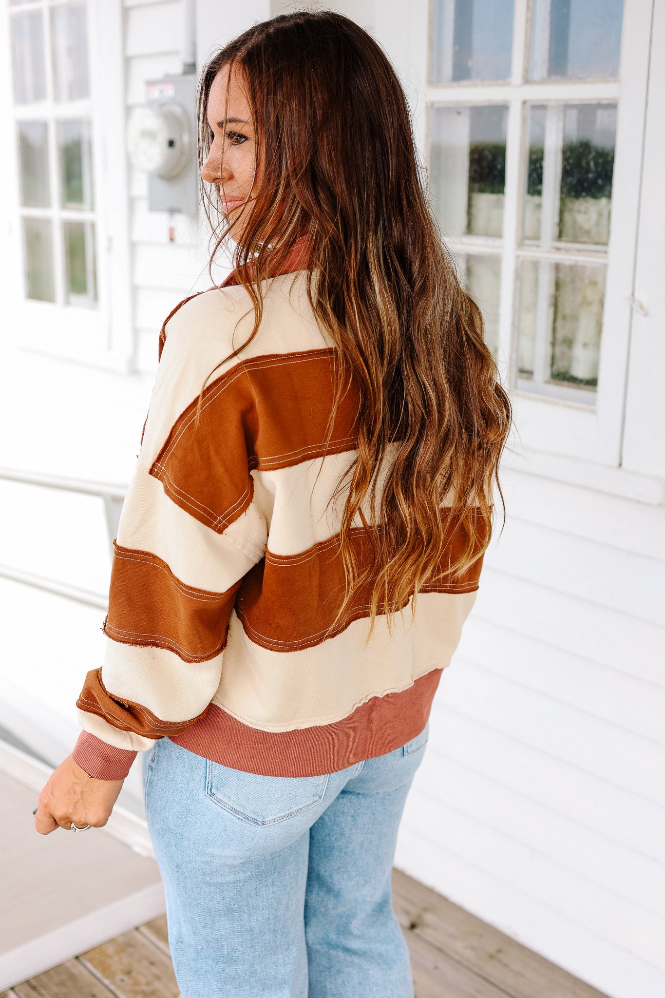 Emery Cropped Pullover - Tabacco/Mauve