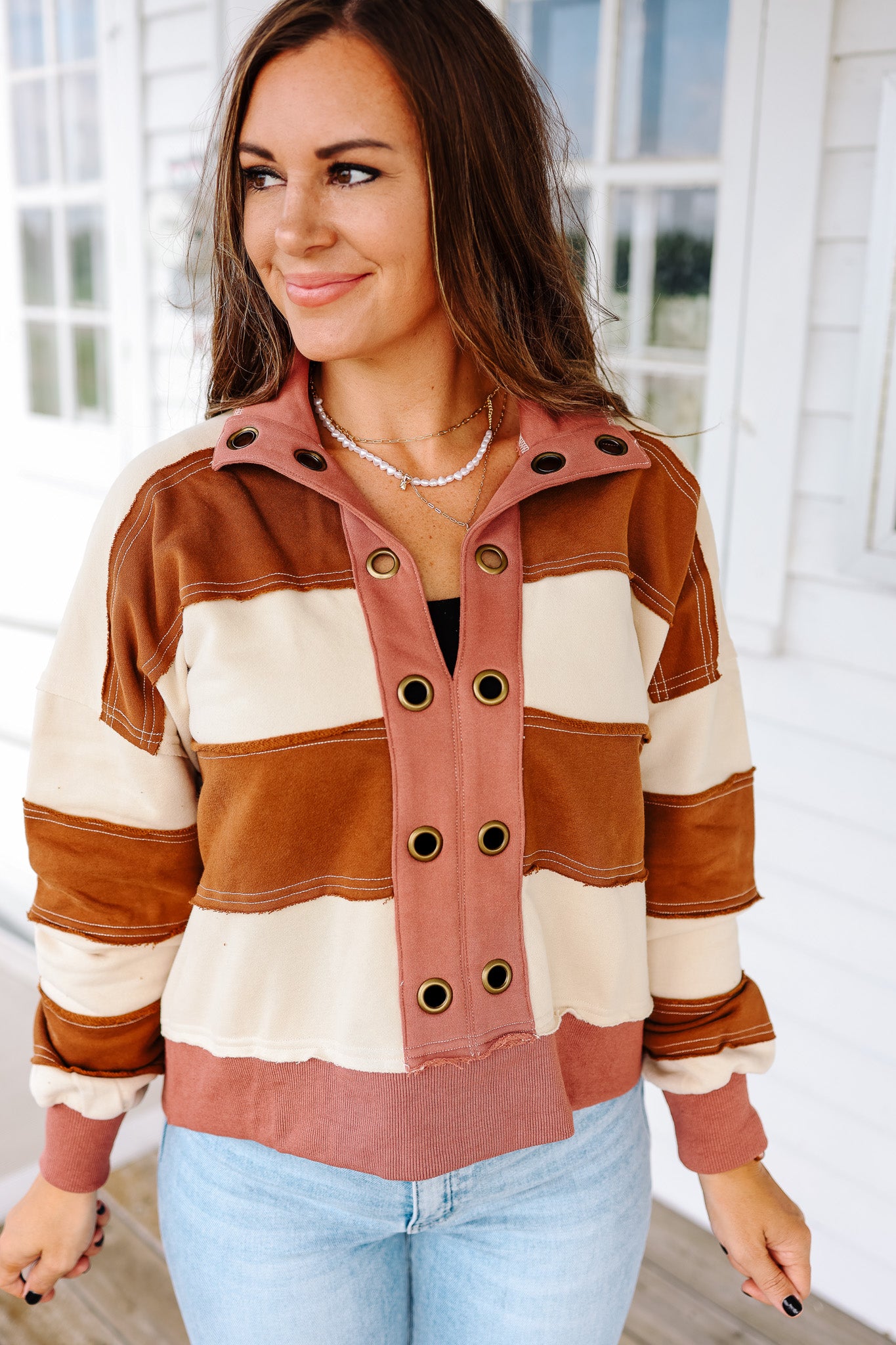 Emery Cropped Pullover - Tabacco/Mauve