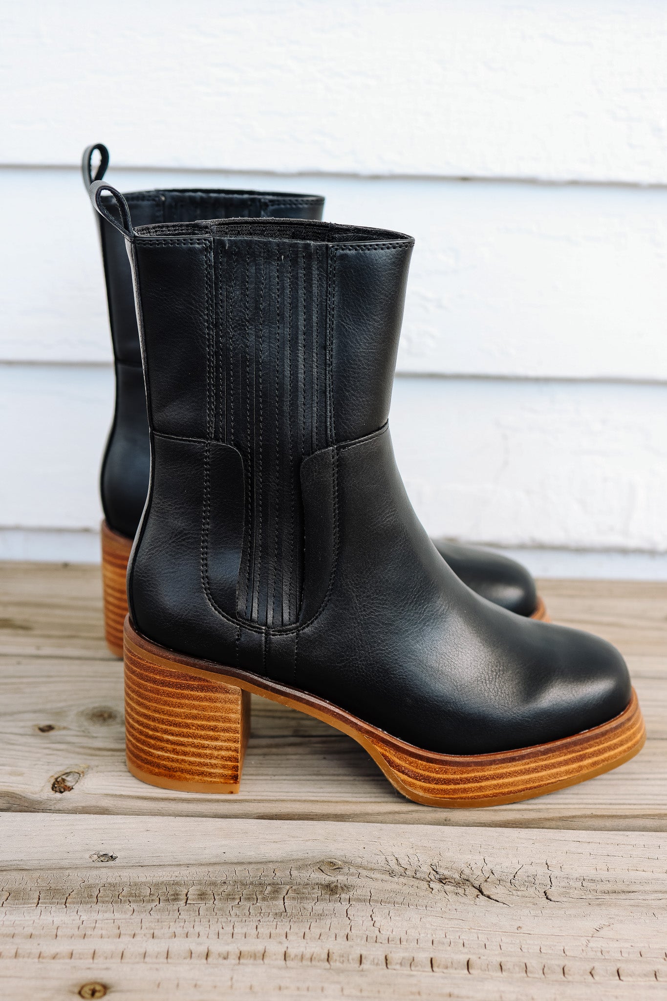 Tricia Platform Mid-Calf Booties - Black