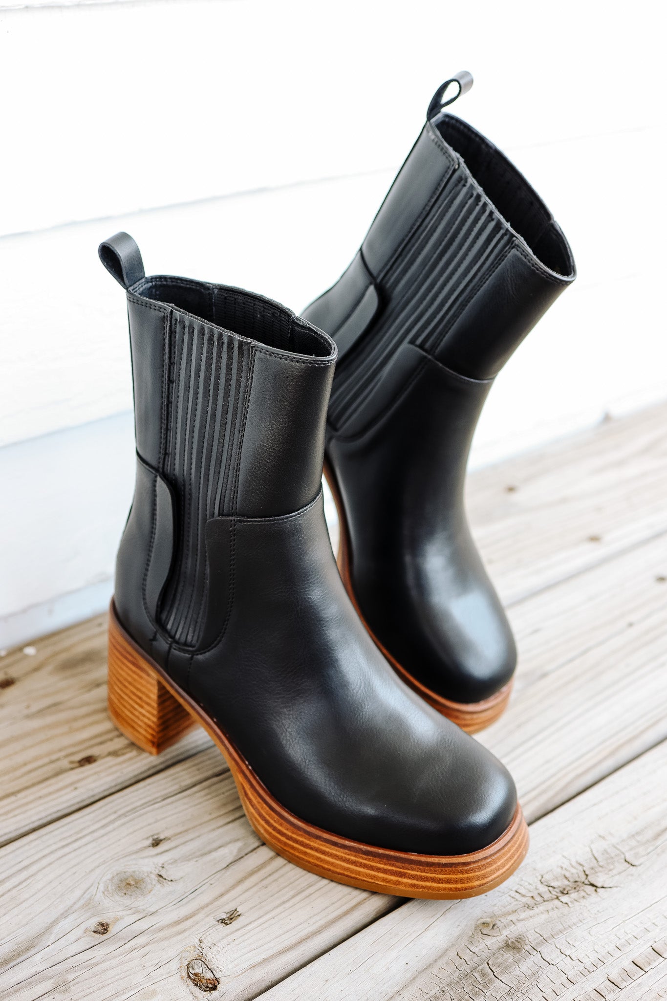 Tricia Platform Mid-Calf Booties - Black