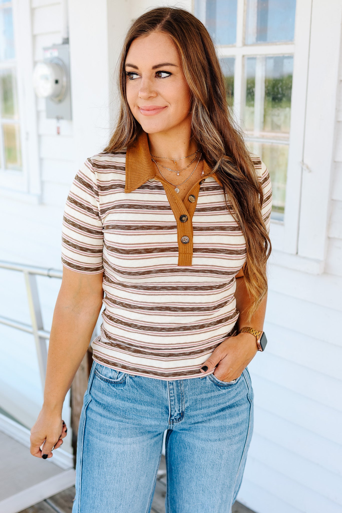 Zoe Rib Striped Polo