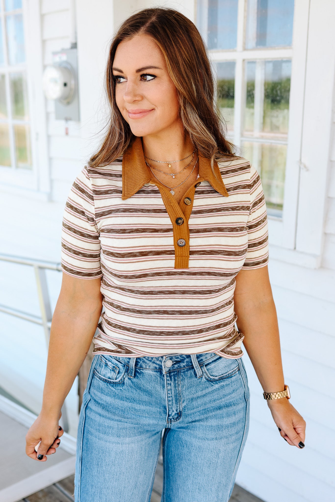Zoe Rib Striped Polo