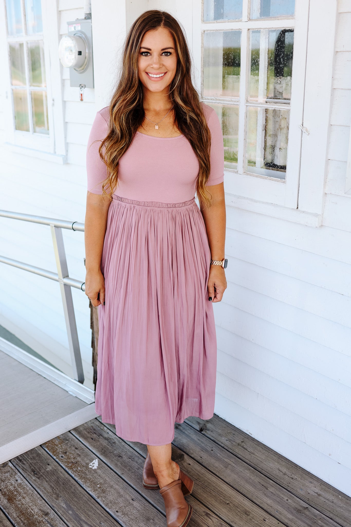 Capri Pleated Dress - Mauve