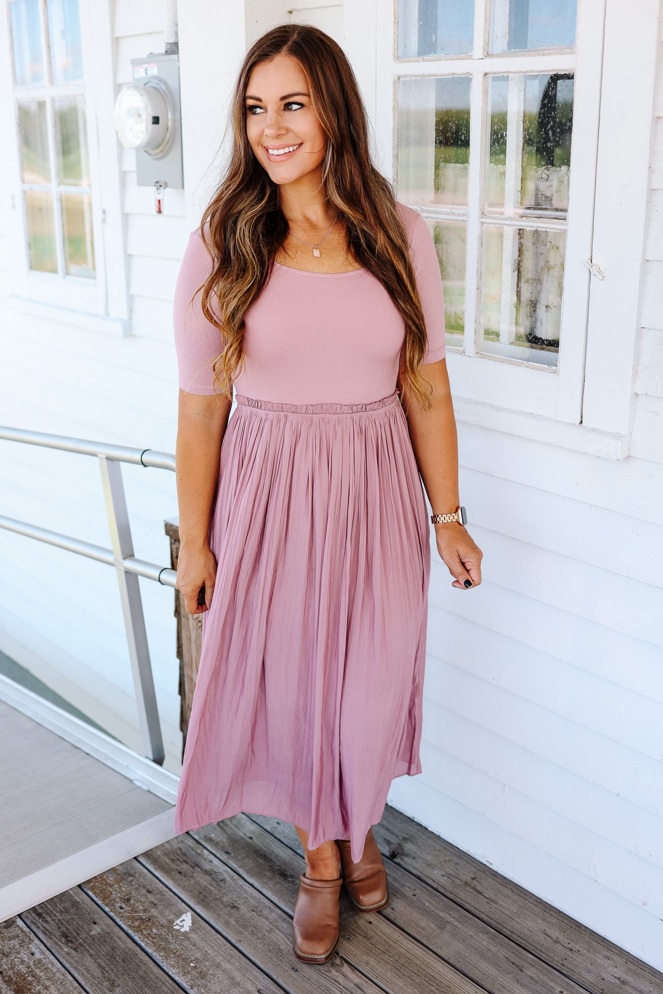 Capri Pleated Dress - Mauve