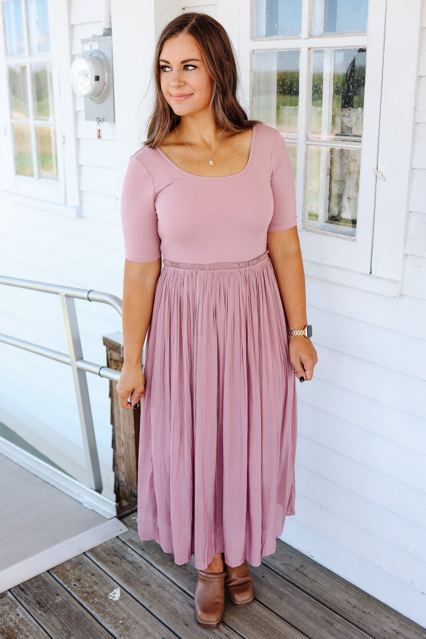 Capri Pleated Dress - Mauve