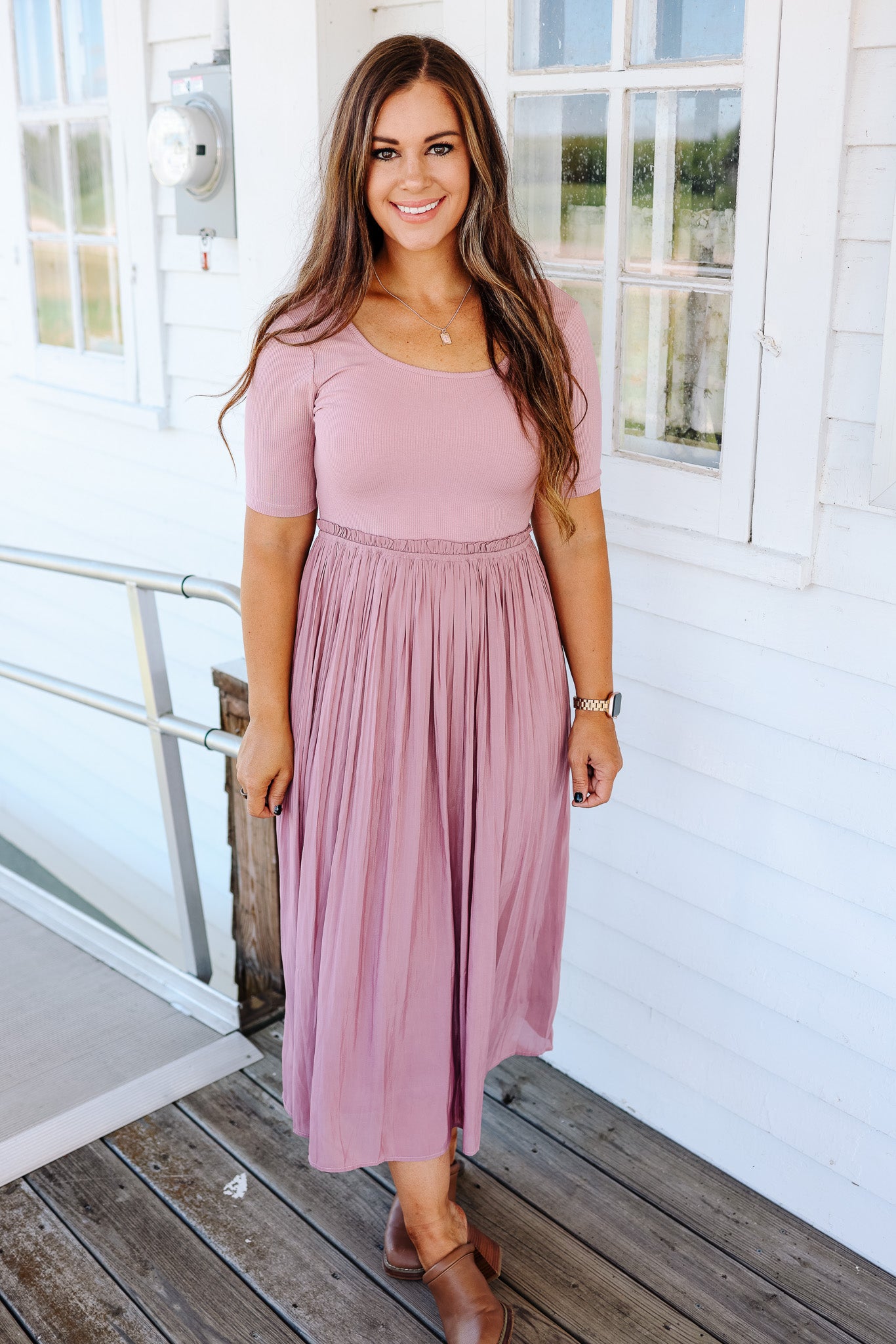 Capri Pleated Dress - Mauve