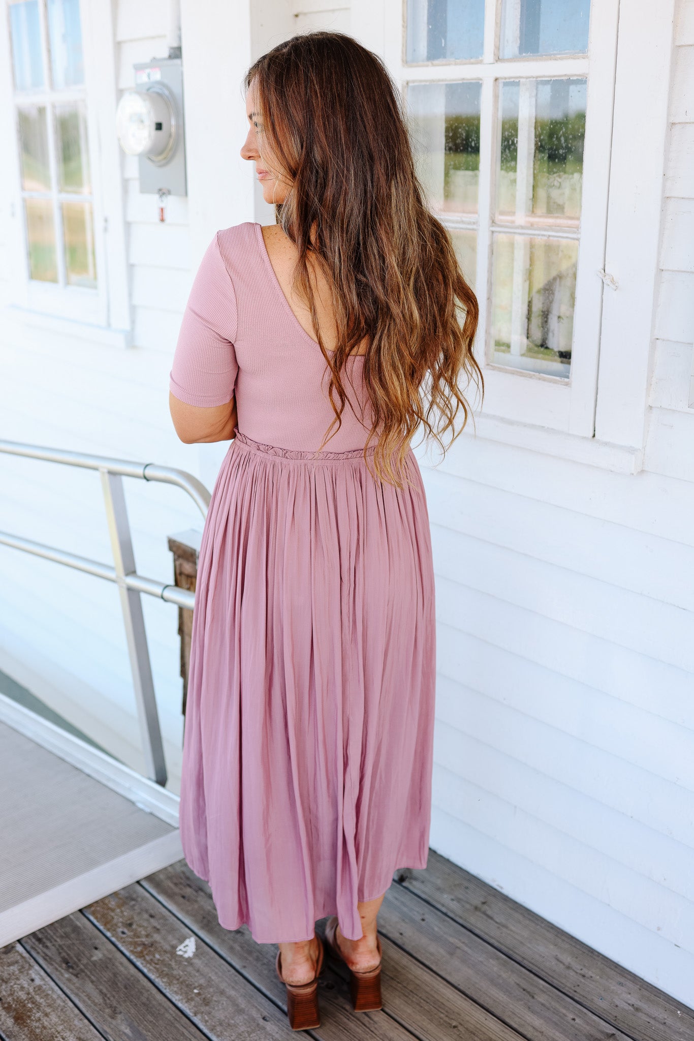 Capri Pleated Dress - Mauve