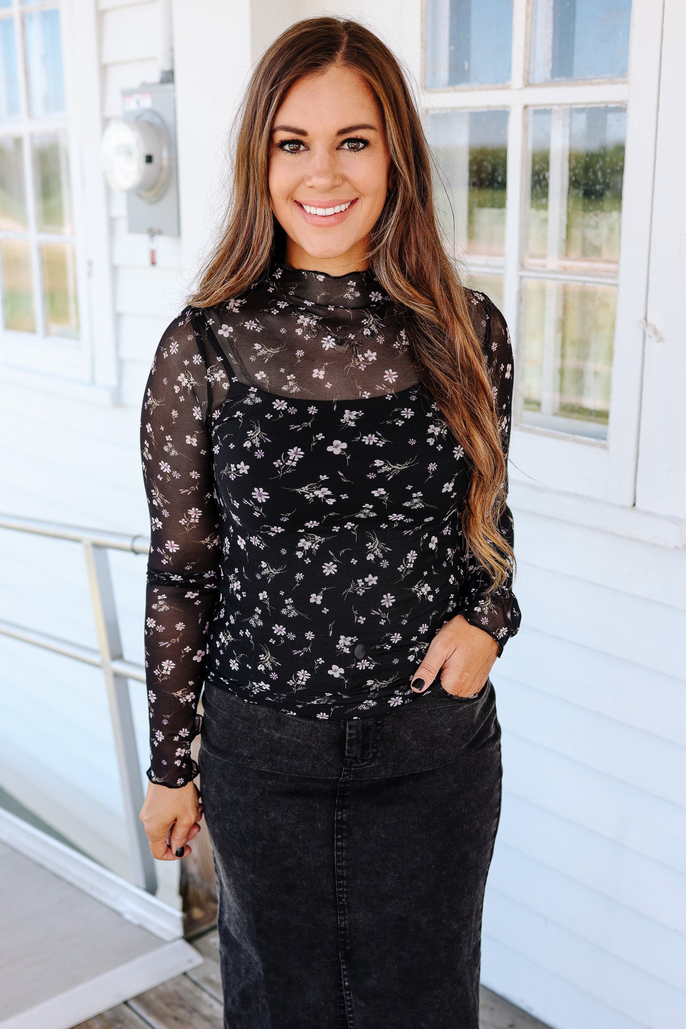 Clara Floral Mesh Top