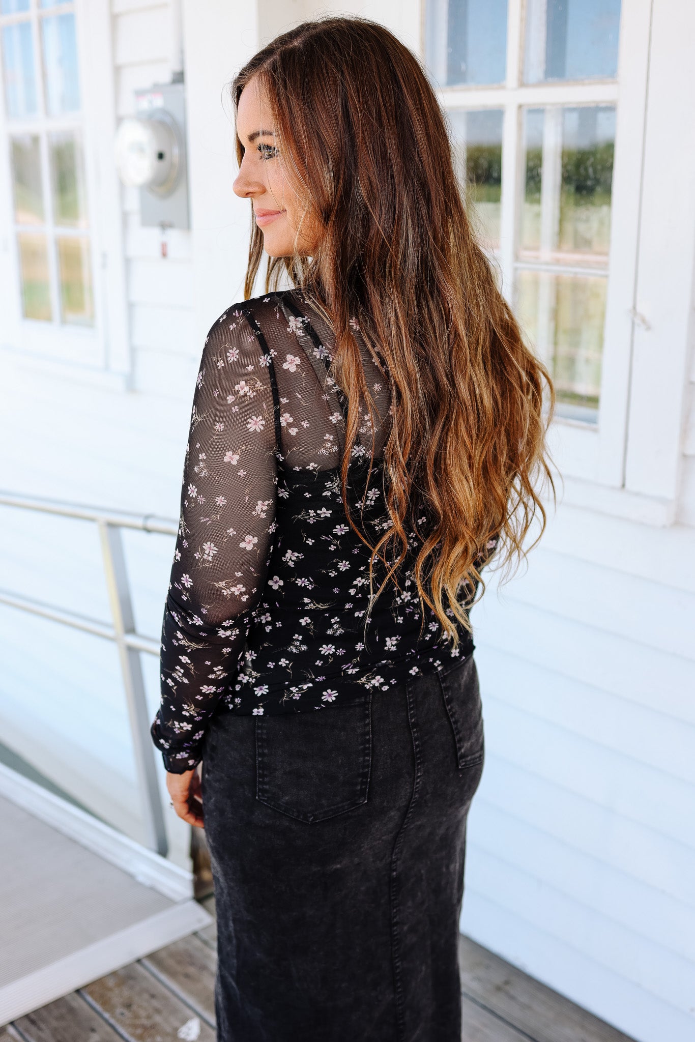 Clara Floral Mesh Top