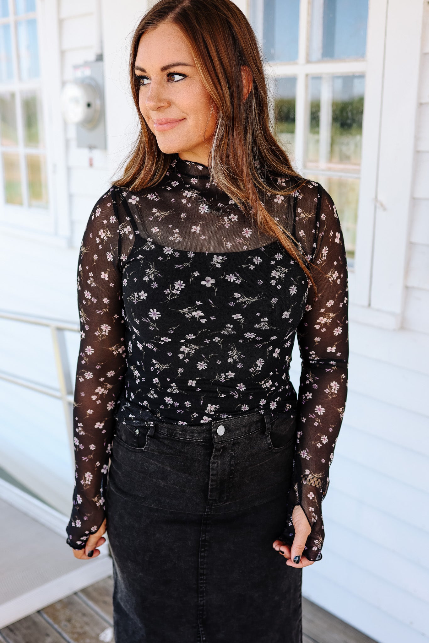 Clara Floral Mesh Top