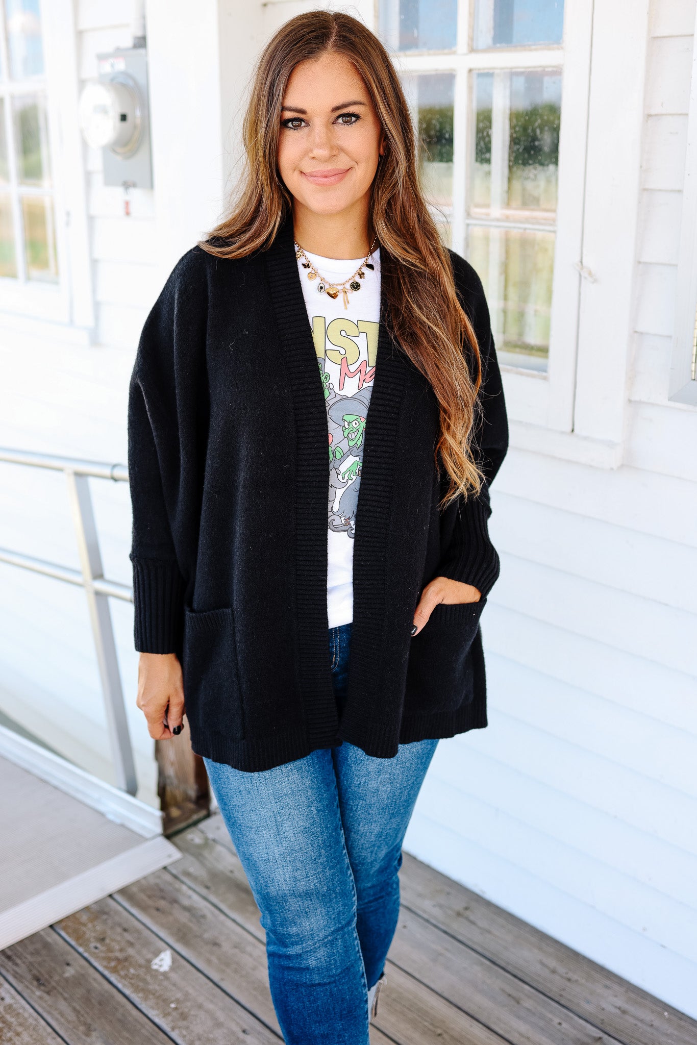 Ozzy Dolman Sleeve Cardigan - Black