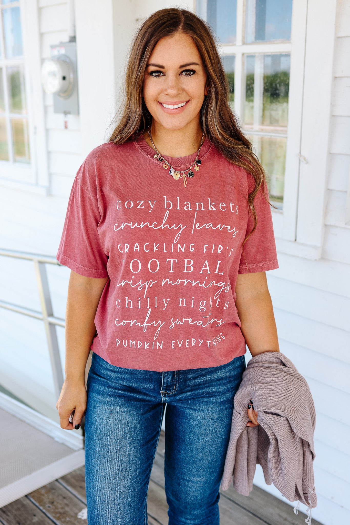 All Things Fall Graphic Tee - Brick