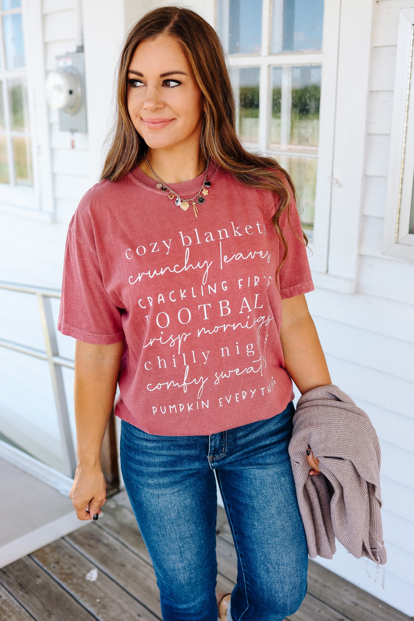 All Things Fall Graphic Tee - Brick