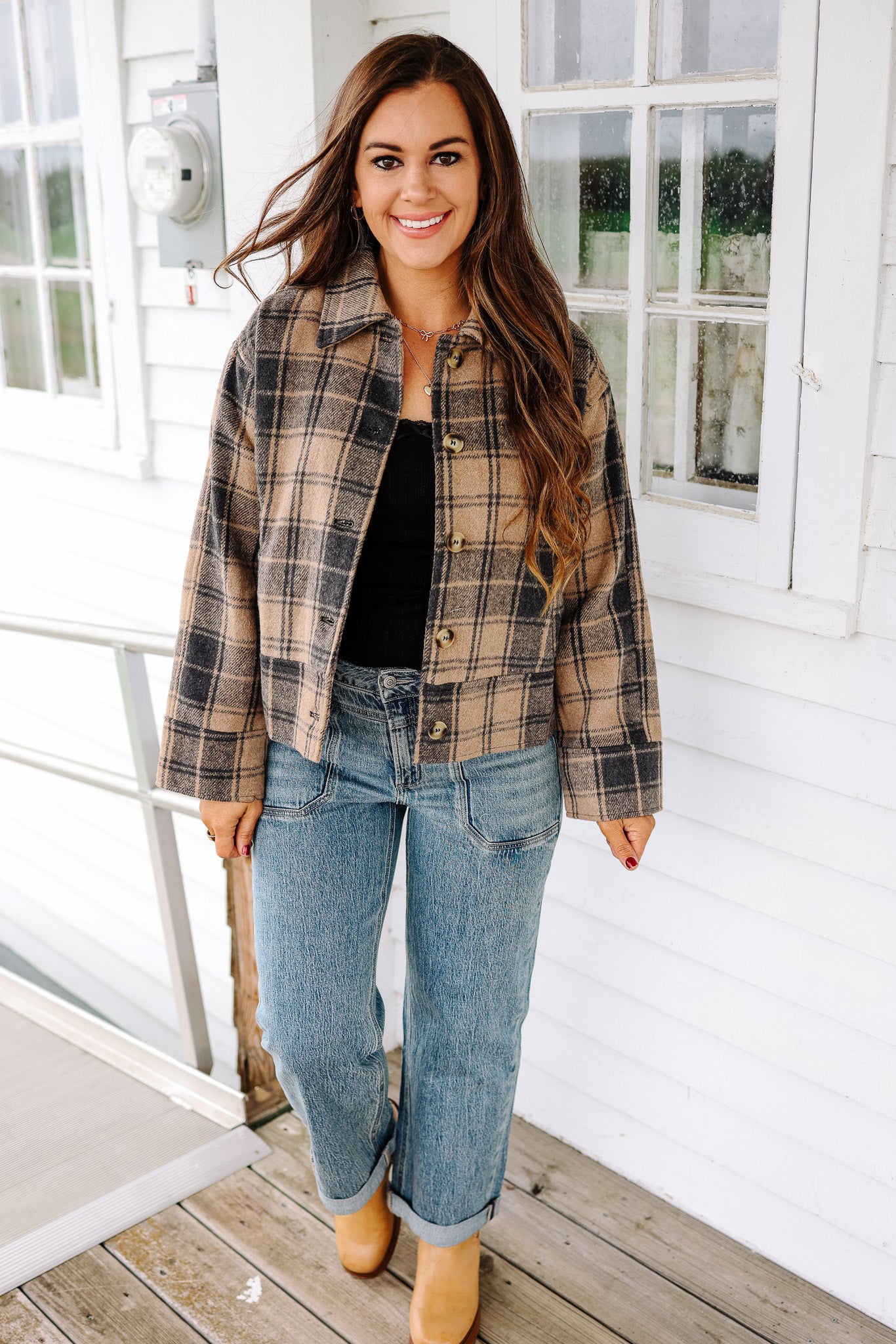 Cara Plaid Button Down Jacket