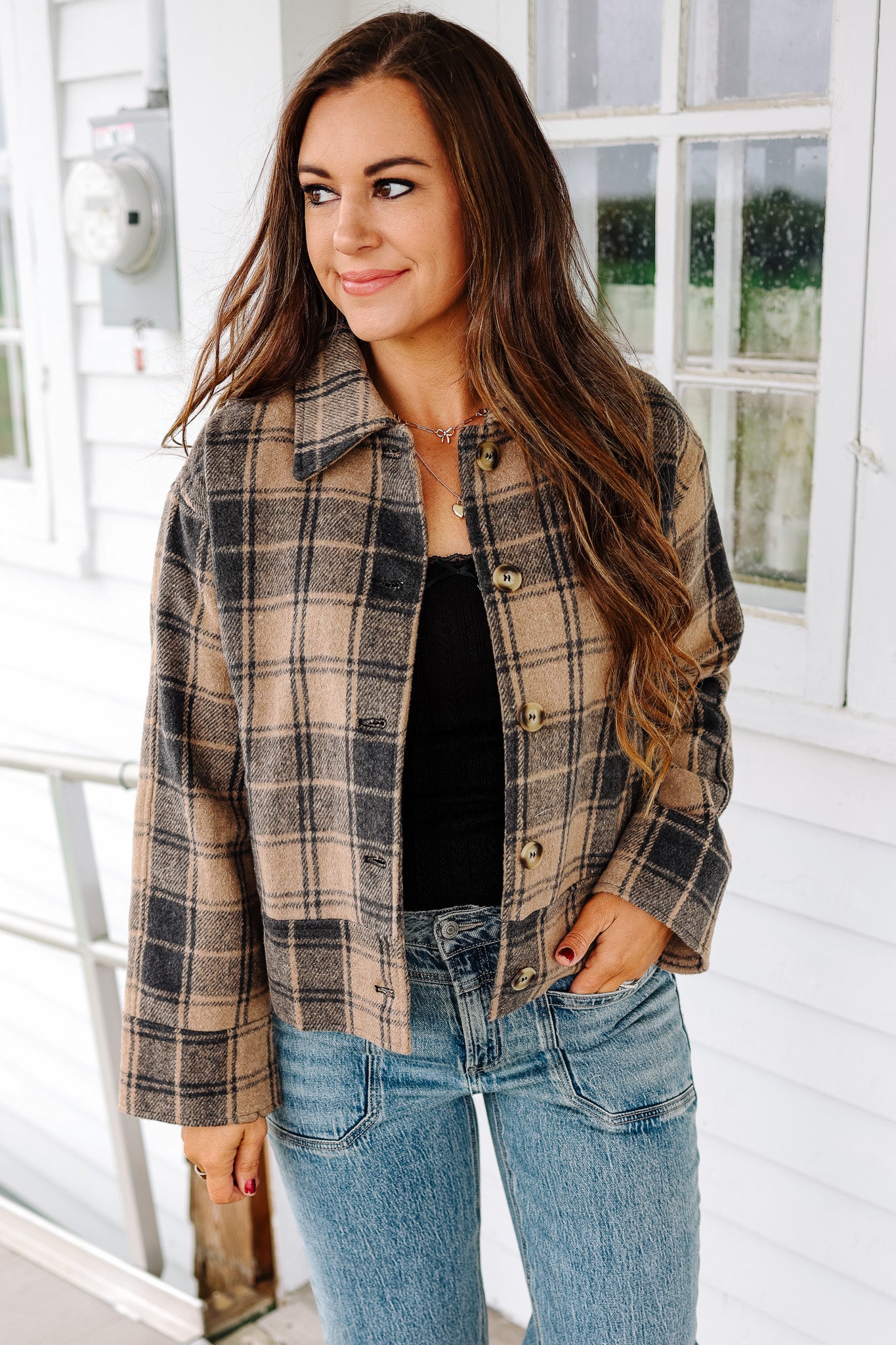 Cara Plaid Button Down Jacket