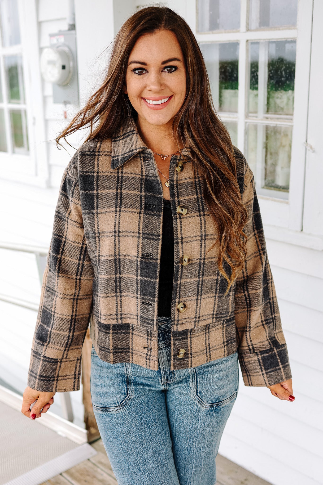 Cara Plaid Button Down Jacket