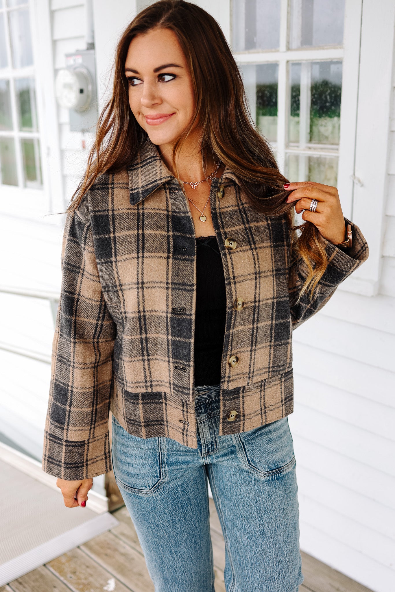 Cara Plaid Button Down Jacket