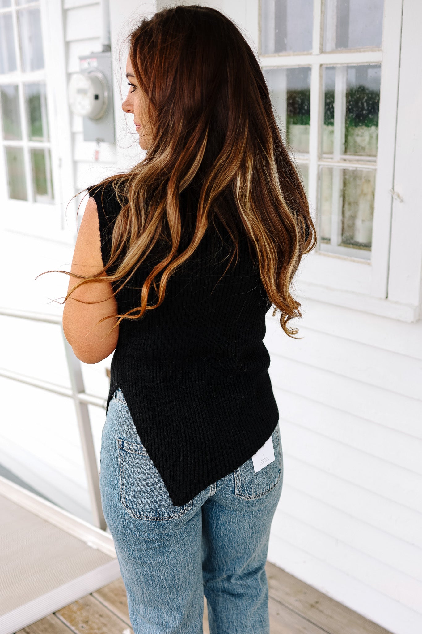 Maia Asymmetrical Sweater Vest - Black