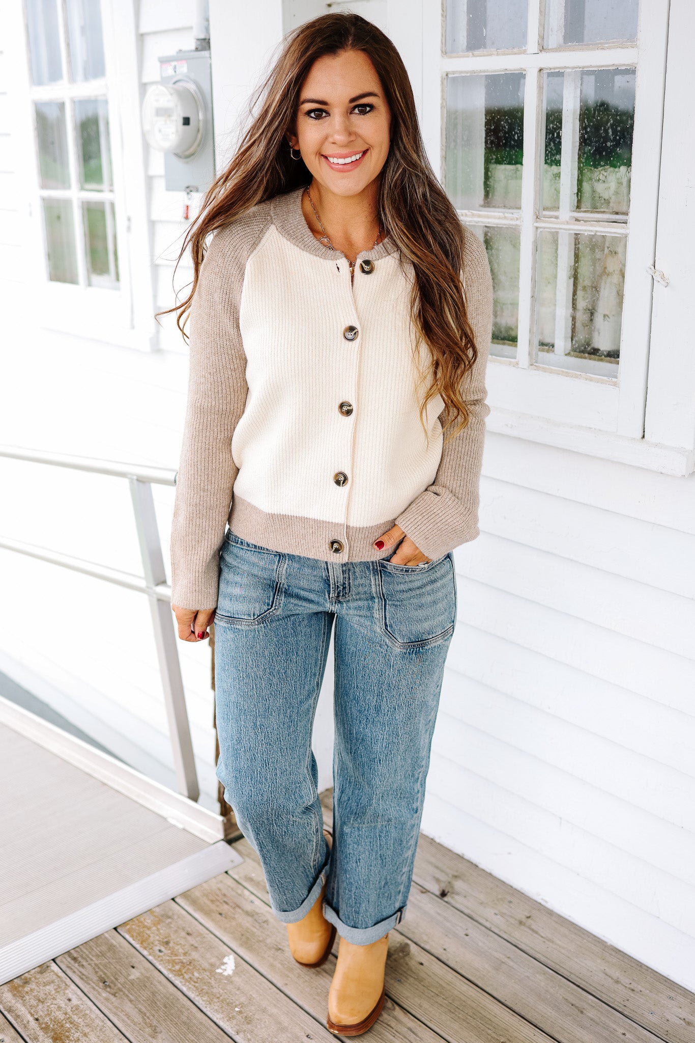 Nikki Colorblock Varsity Cardigan