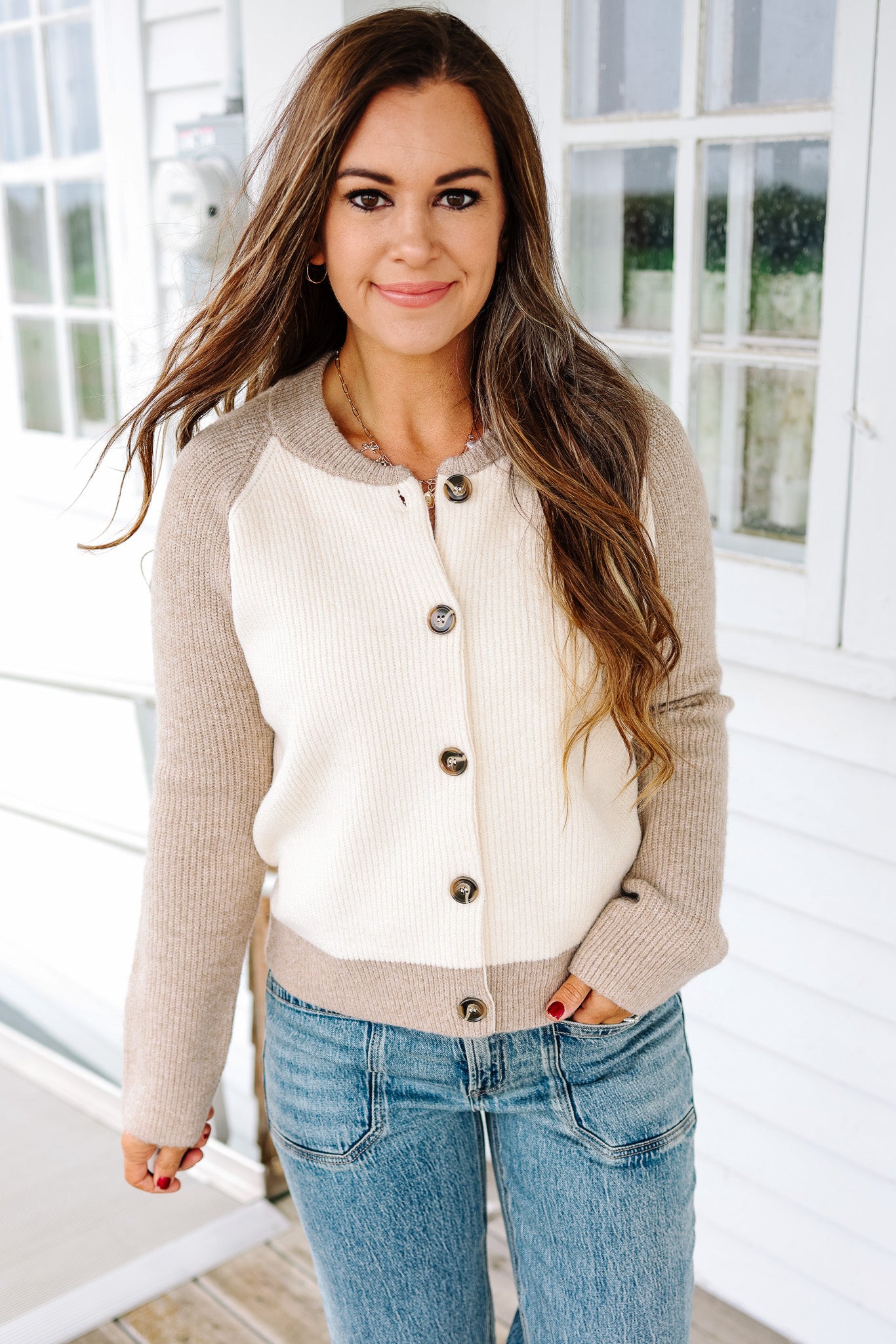 Nikki Colorblock Varsity Cardigan