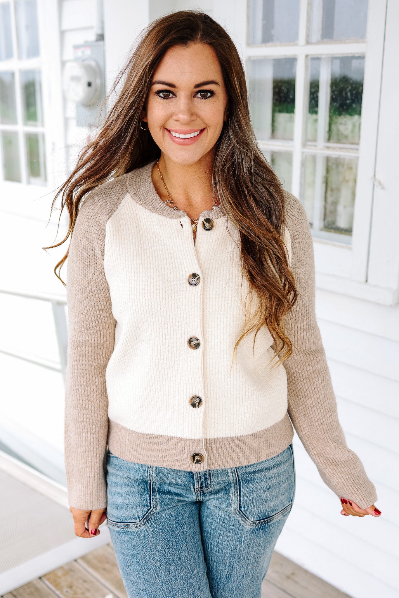 Nikki Colorblock Varsity Cardigan