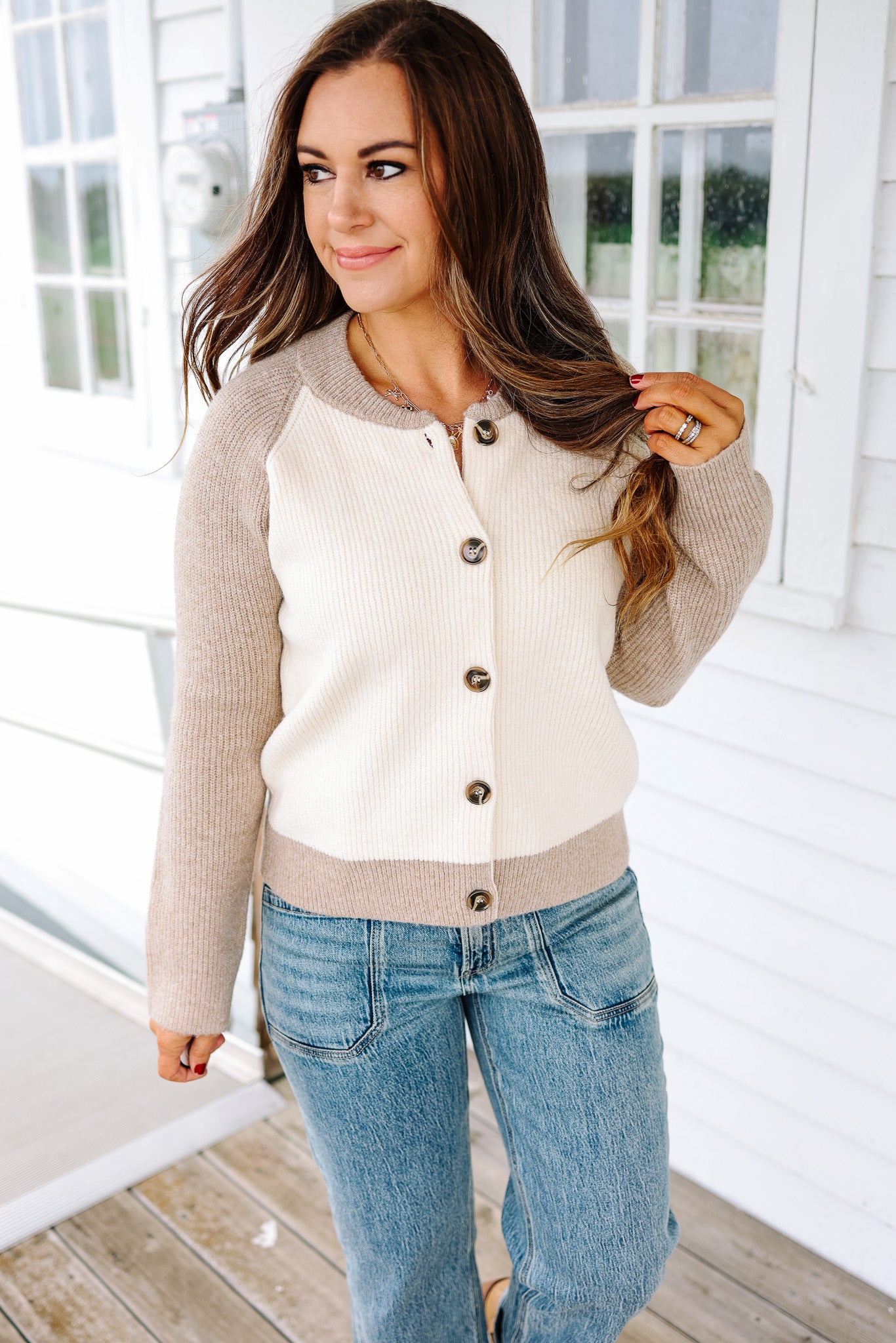 Nikki Colorblock Varsity Cardigan
