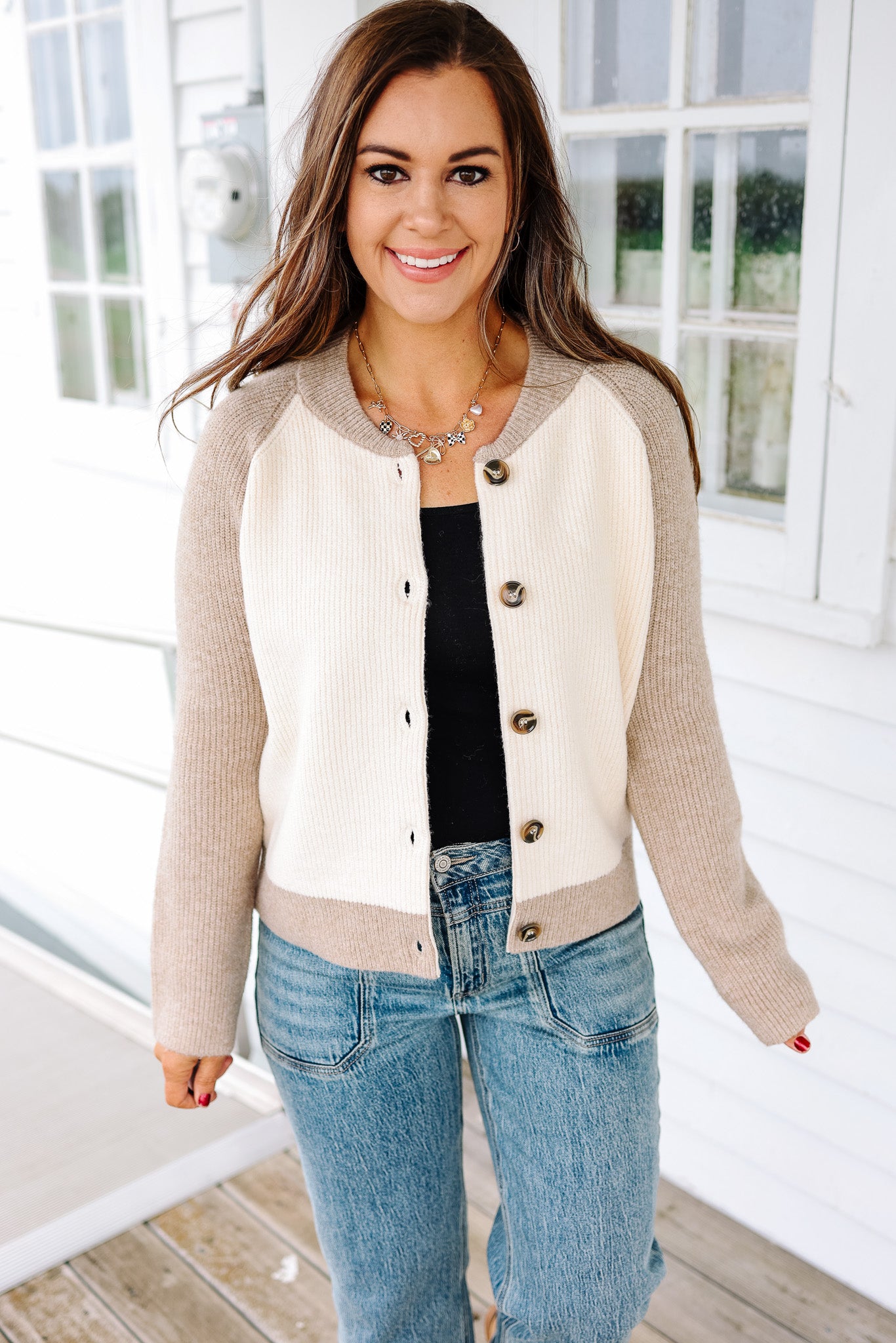 Nikki Colorblock Varsity Cardigan