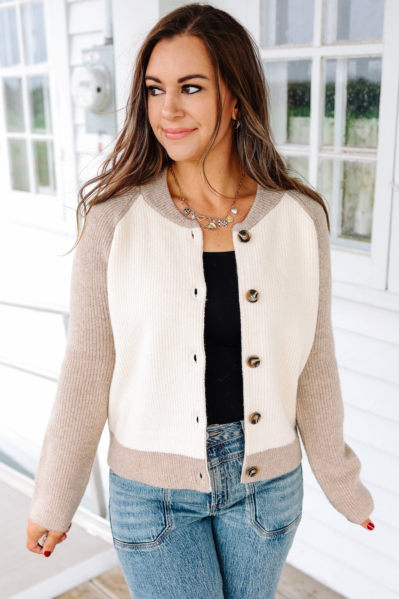 Nikki Colorblock Varsity Cardigan