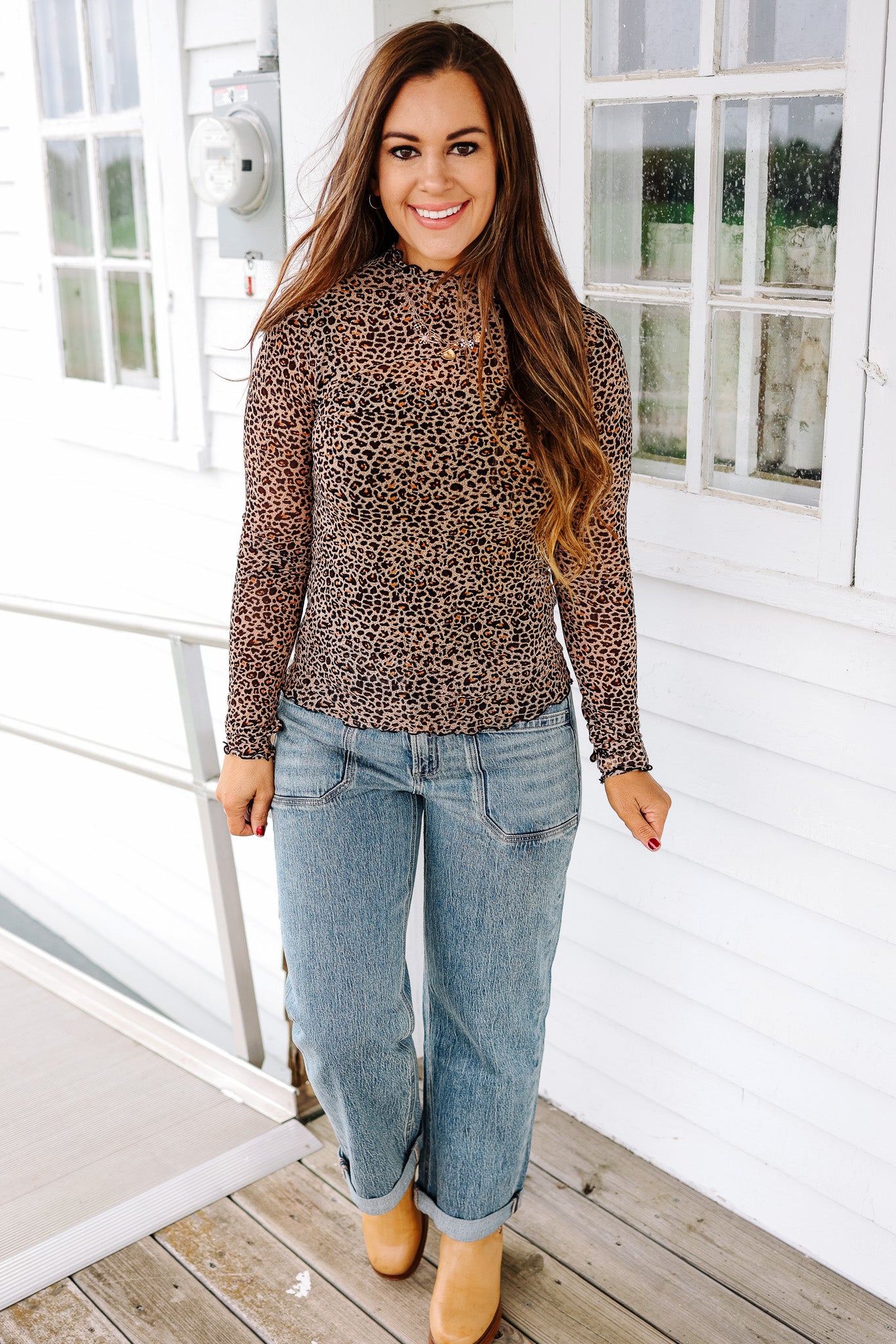 Calla Leopard Mesh Top