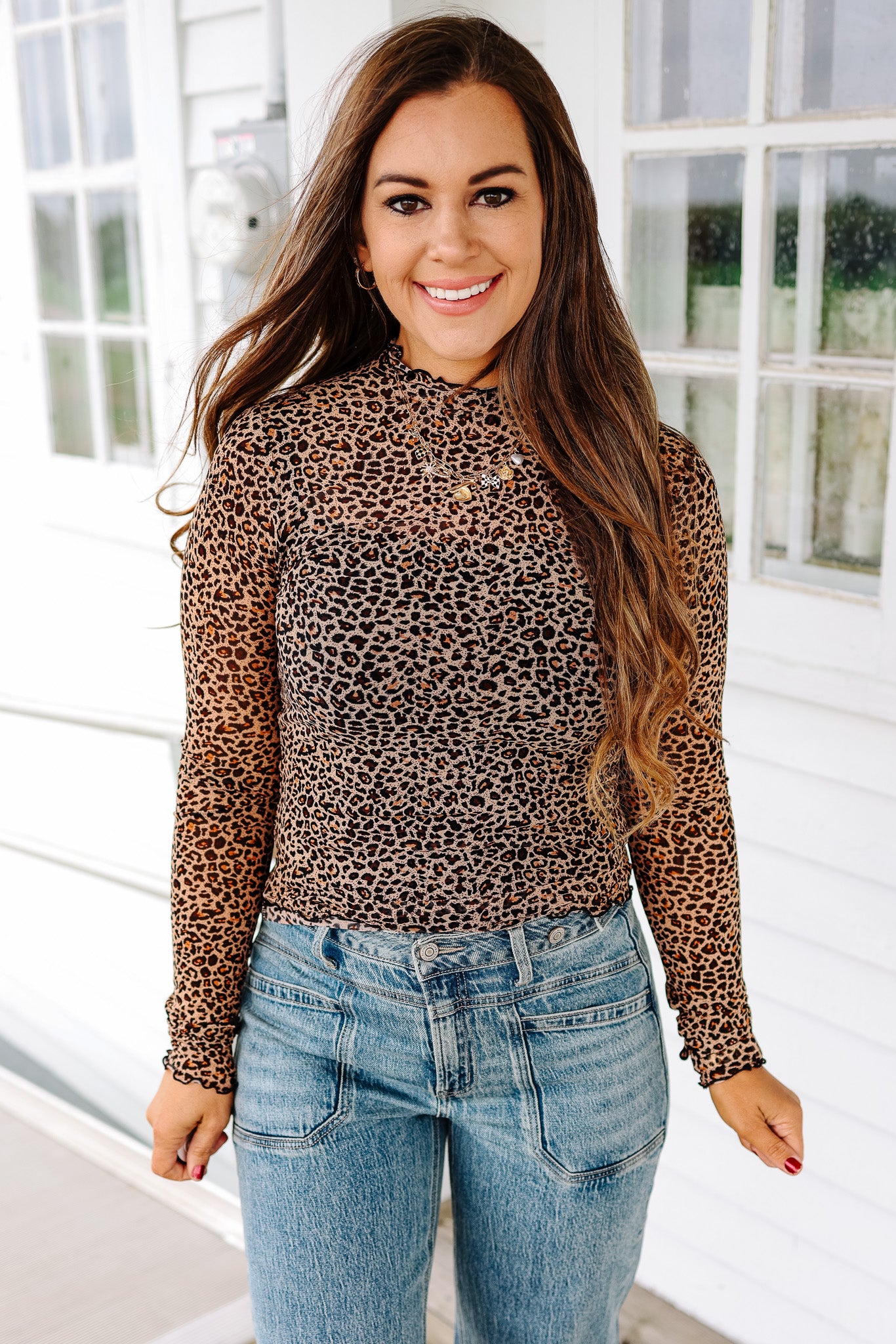 Calla Leopard Mesh Top