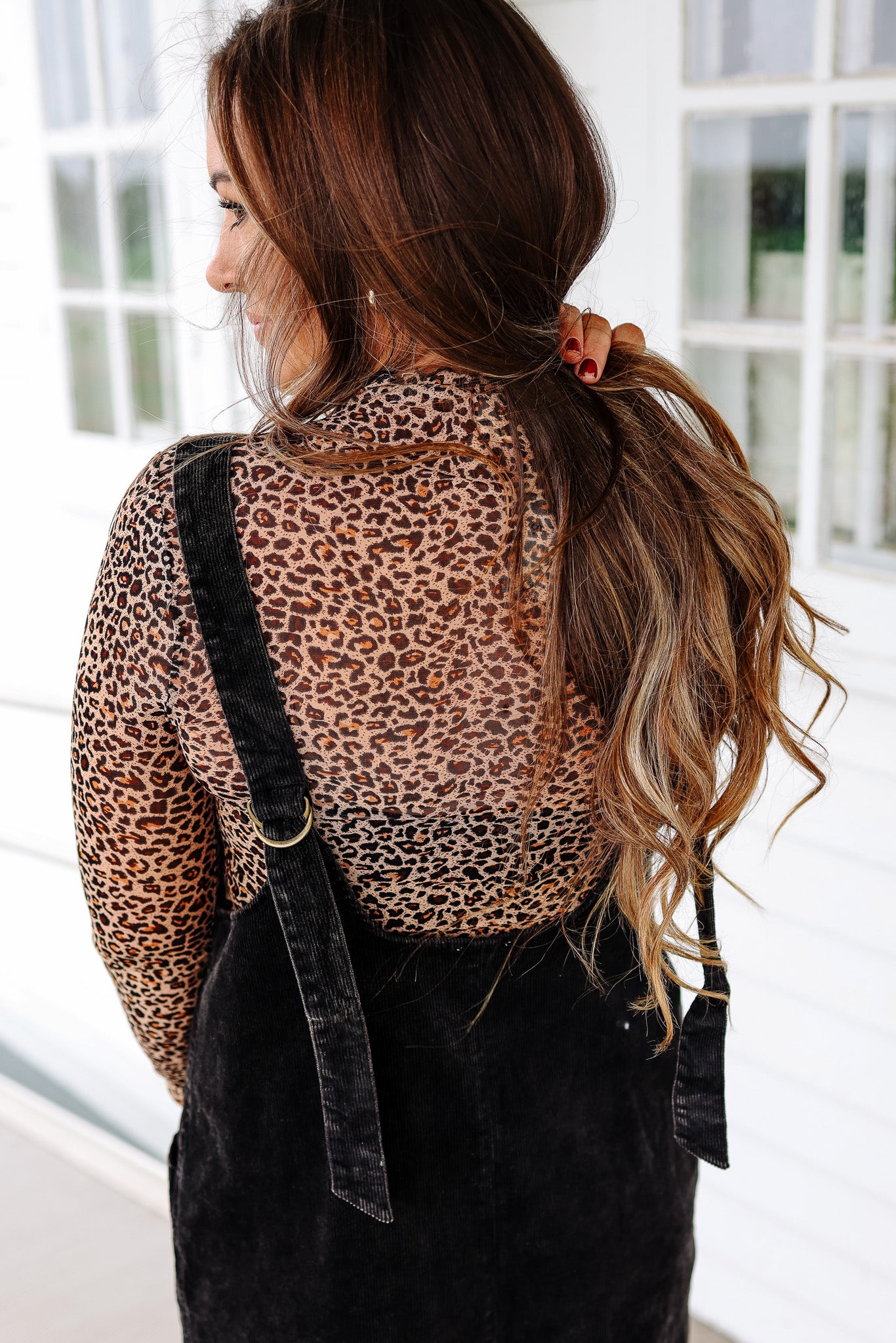 Brynn Corduroy Overall Dress - Black