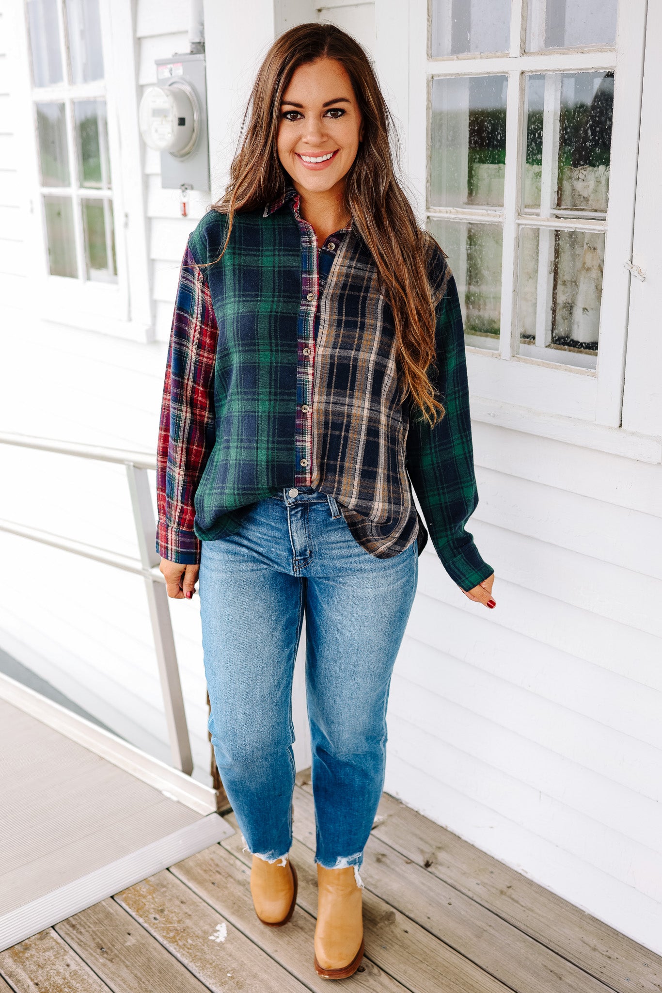 Emersyn Mixed Plaid Button Down