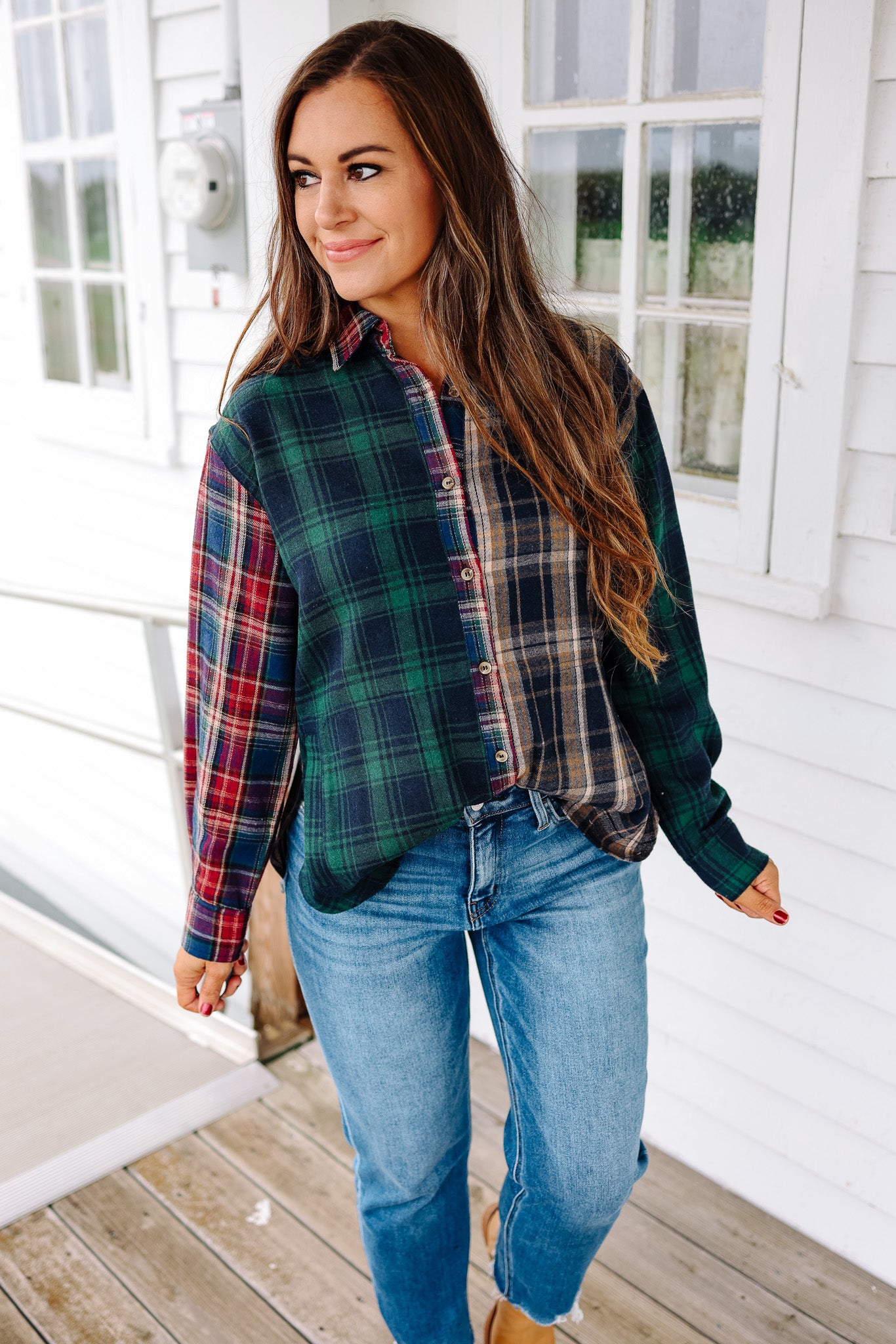 Emersyn Mixed Plaid Button Down