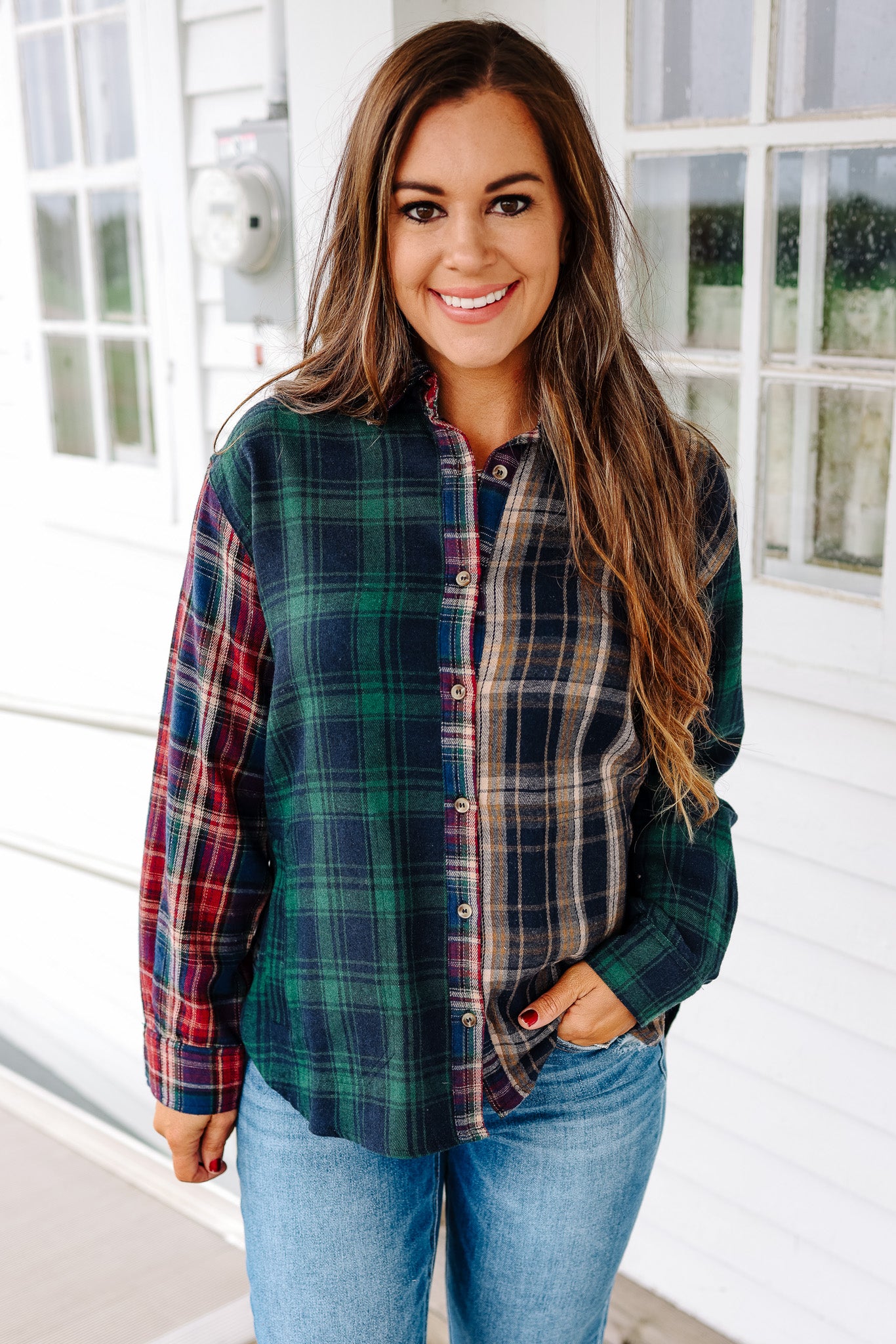 Emersyn Mixed Plaid Button Down
